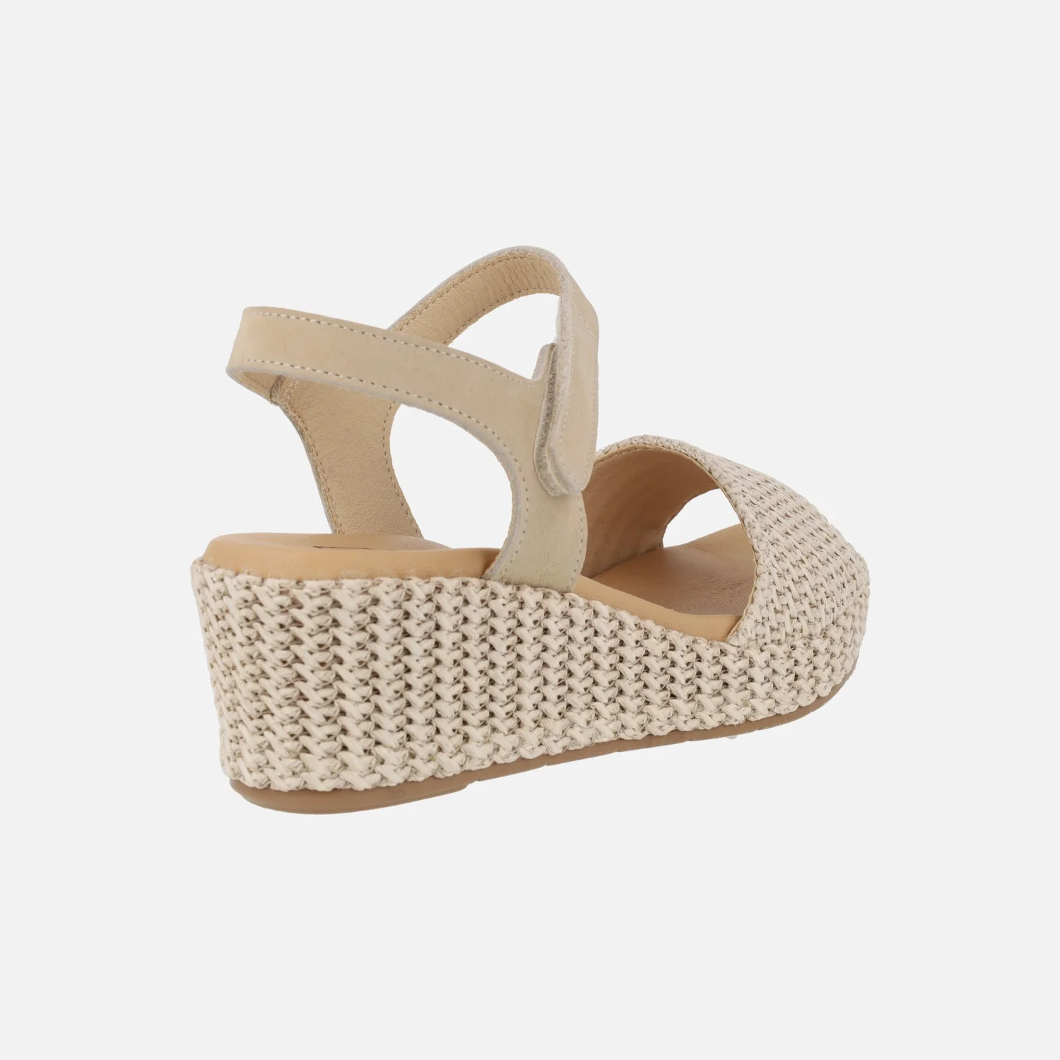 Sandalias de piel y rafia con cierre de velcro - Image 5