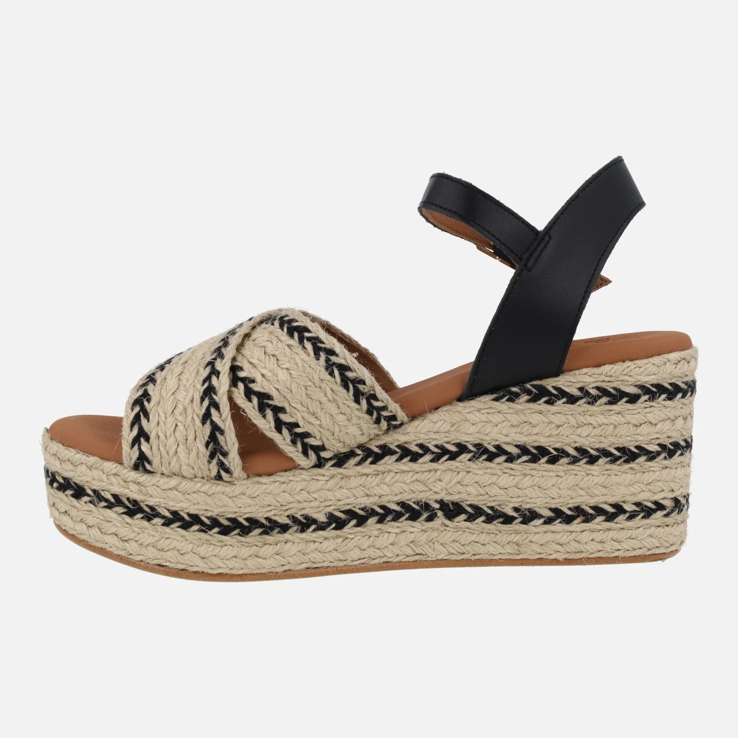 Sandalias de piel y rafia con cuña y plataforma Benijo Salem - Image 3