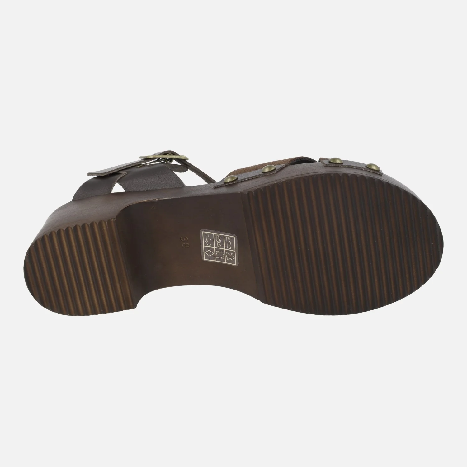 Sandalias de piel y serraje en combinado marrón con plataforma - Image 6
