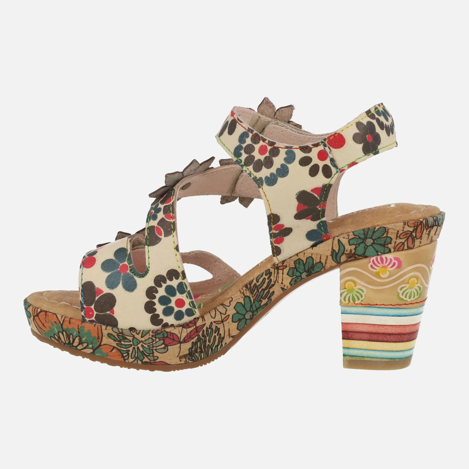 Sandalias de plataforma con tacones decorados Nellao 33 Beige - Image 3
