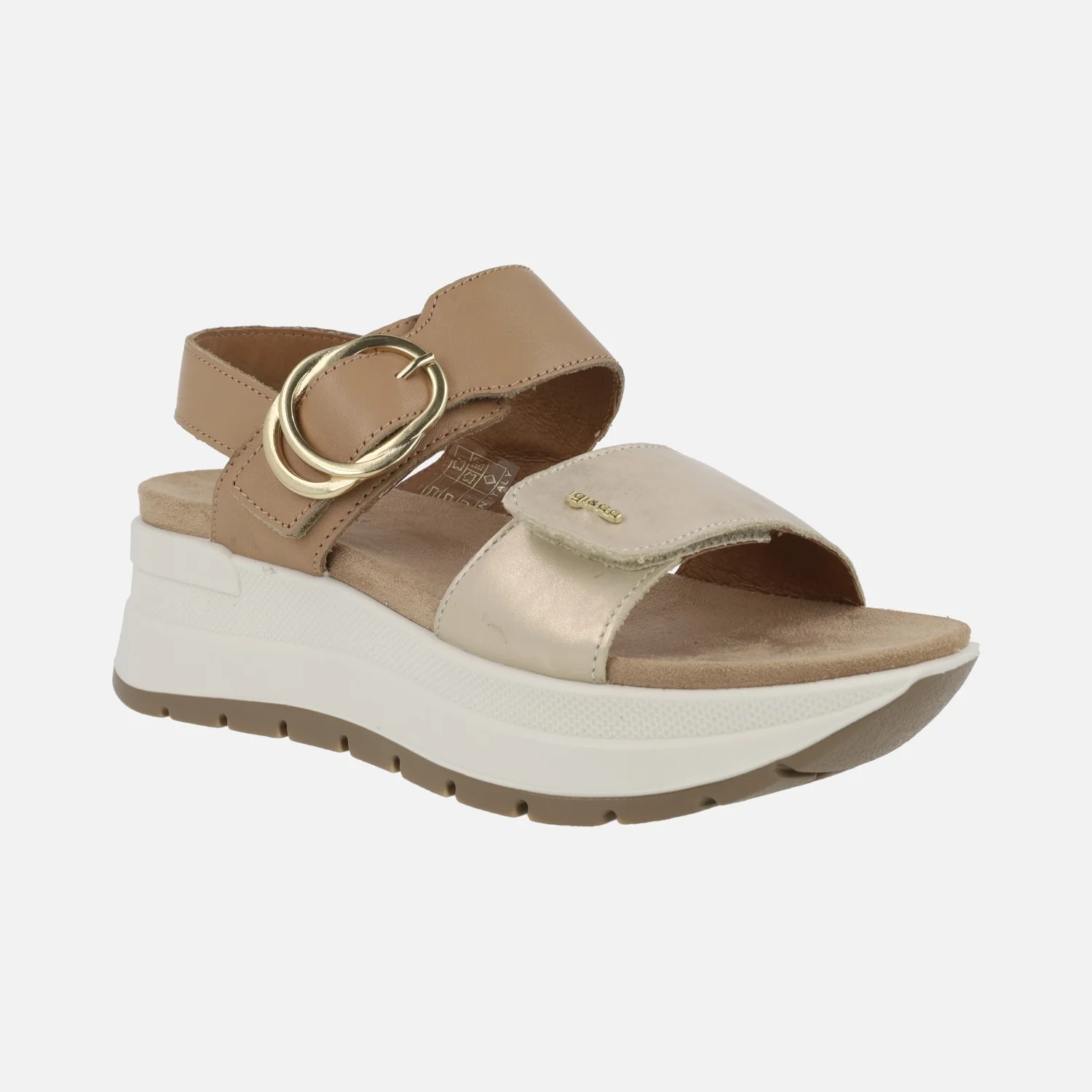 Sandalias de plataforma con tiras de velcro en combinado oro - Image 2