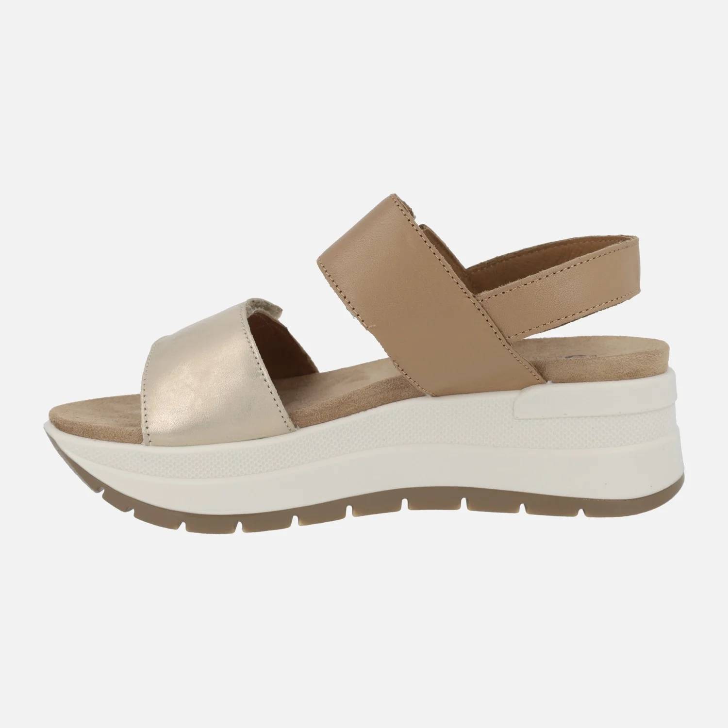 Sandalias de plataforma con tiras de velcro en combinado oro - Image 4