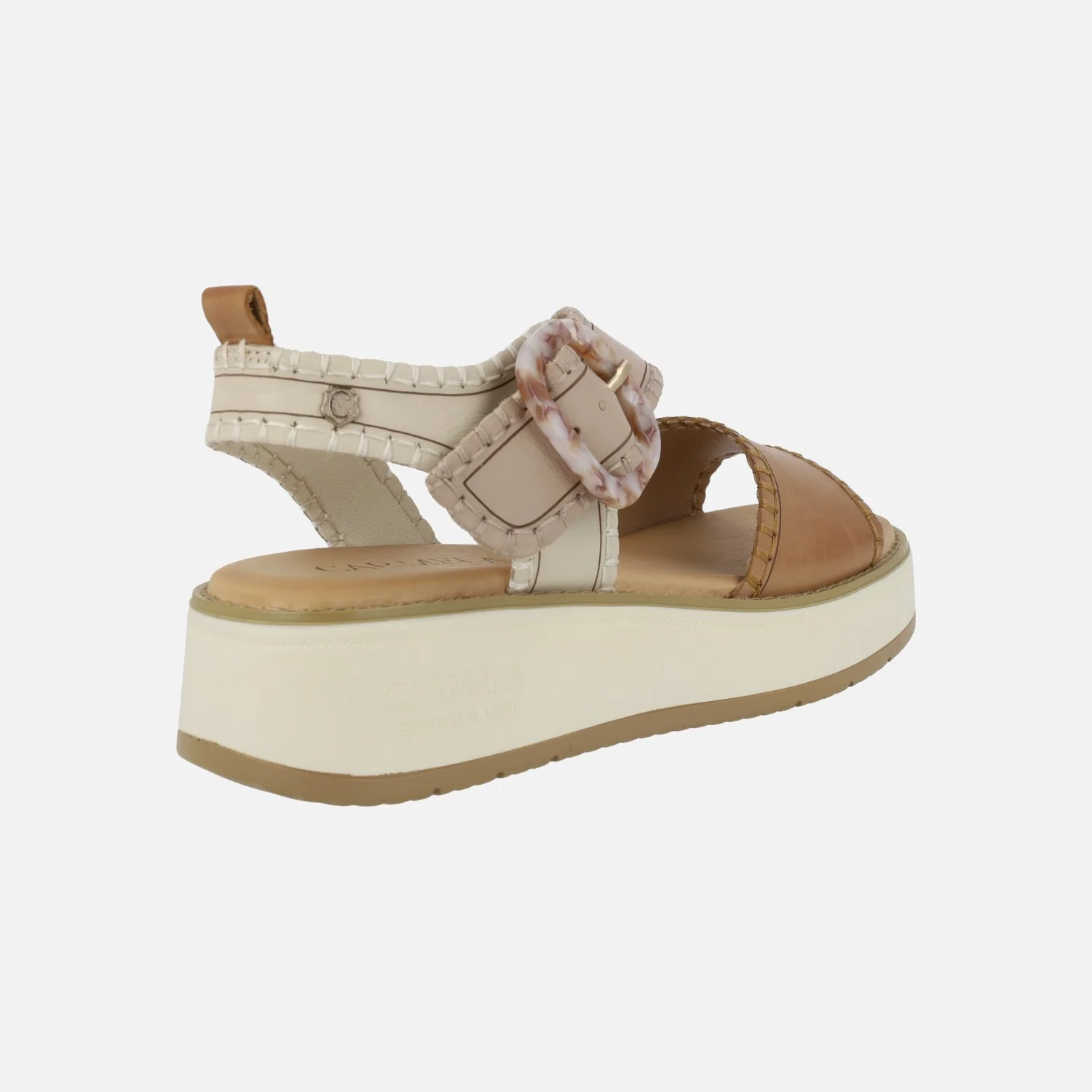Sandalias de plataforma en combinado camel con hebilla - Image 4