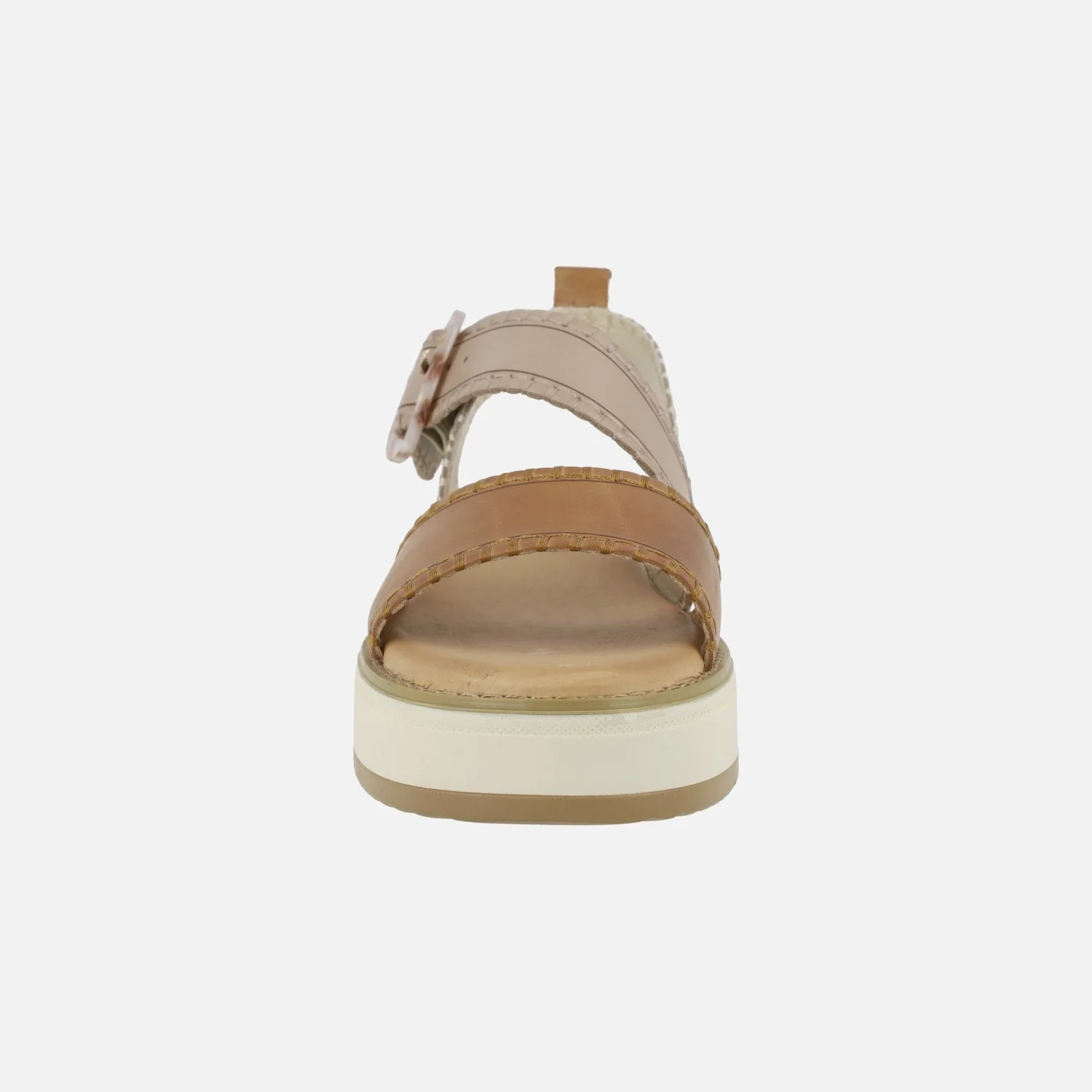 Sandalias de plataforma en combinado camel con hebilla - Image 5