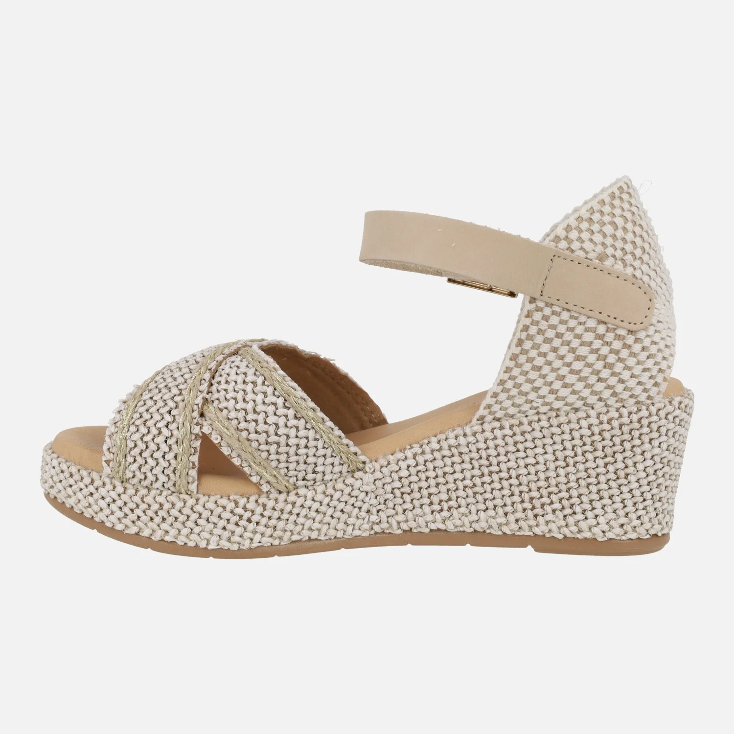 Sandalias de rafia con cuña media y pulsera al tobillo - Image 3