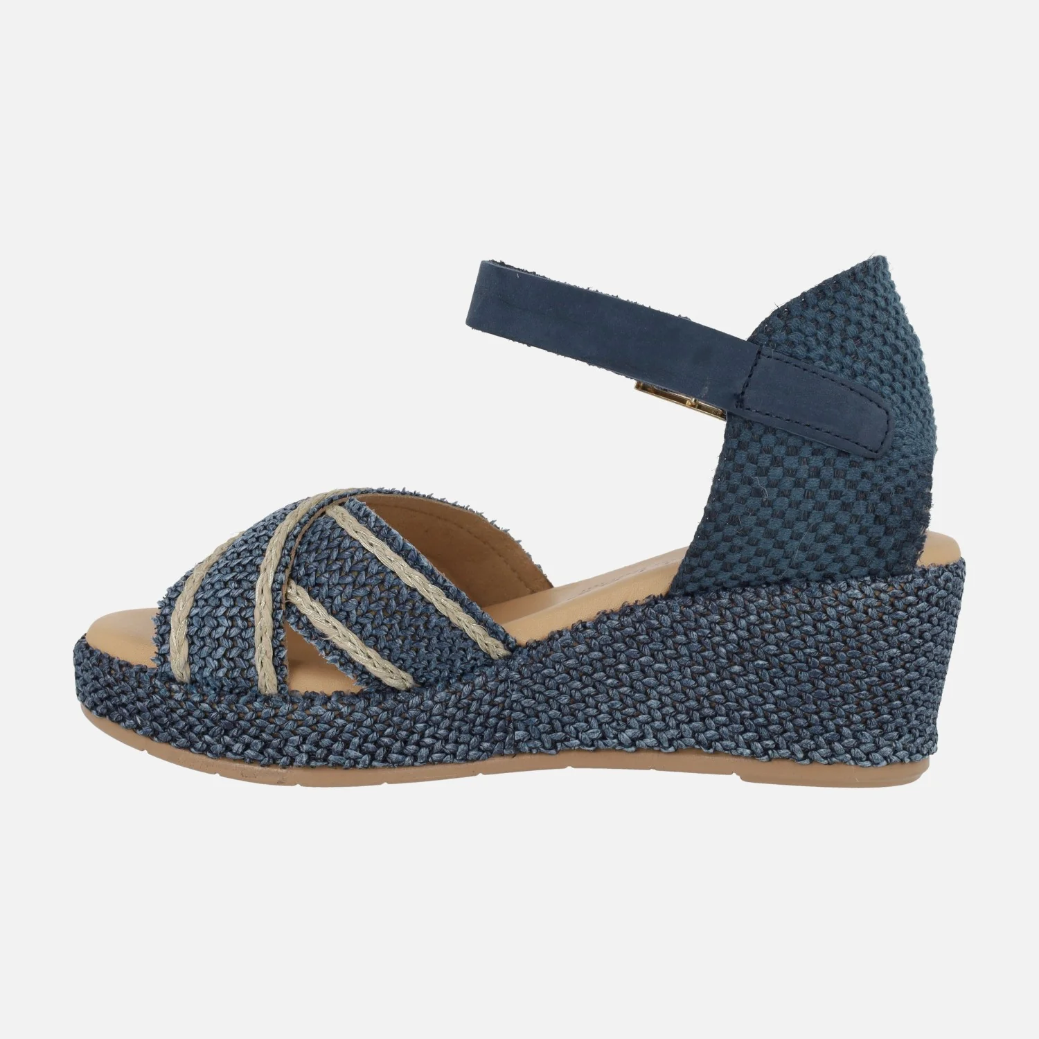 Sandalias de rafia con cuña media y pulsera al tobillo - Image 9