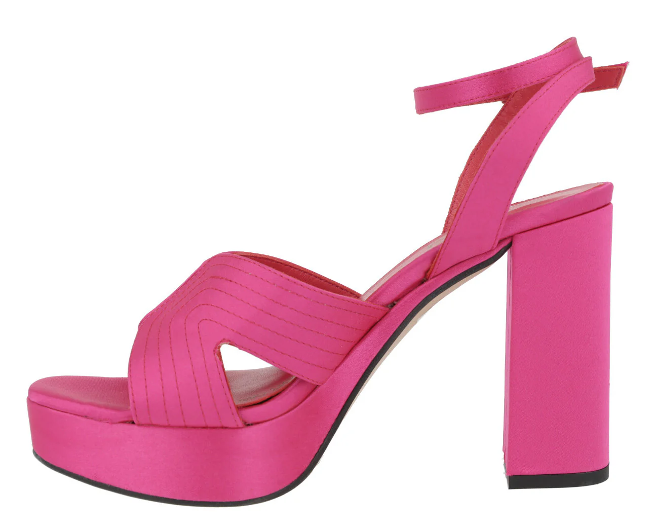 Sandalias de raso con pulsera al tobillo tacón alto y plataforma - Image 3