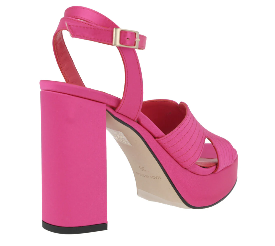 Sandalias de raso con pulsera al tobillo tacón alto y plataforma - Image 4