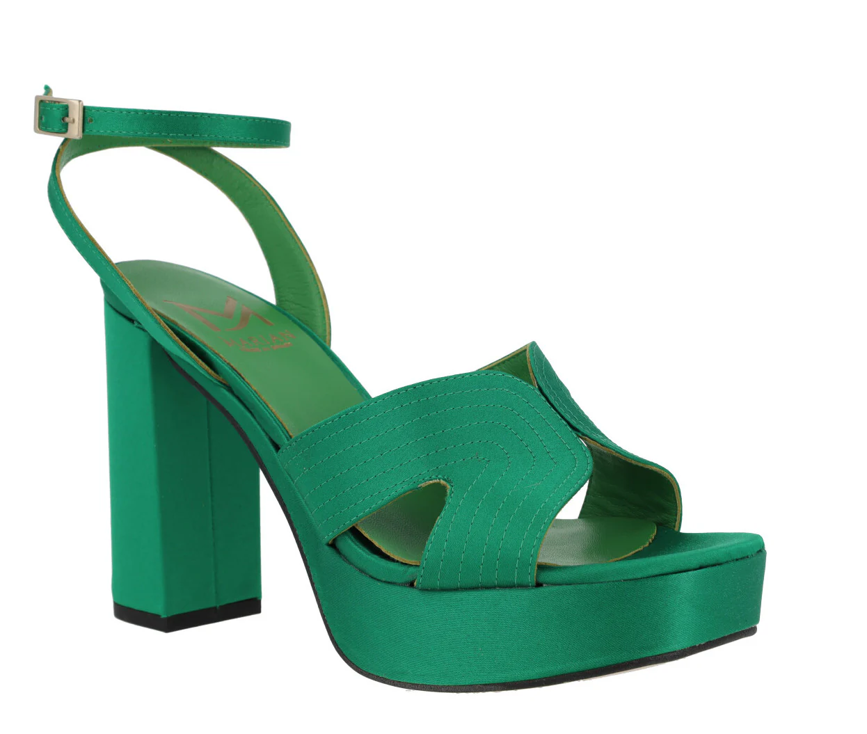 Sandalias de raso con pulsera al tobillo tacón alto y plataforma - Image 6