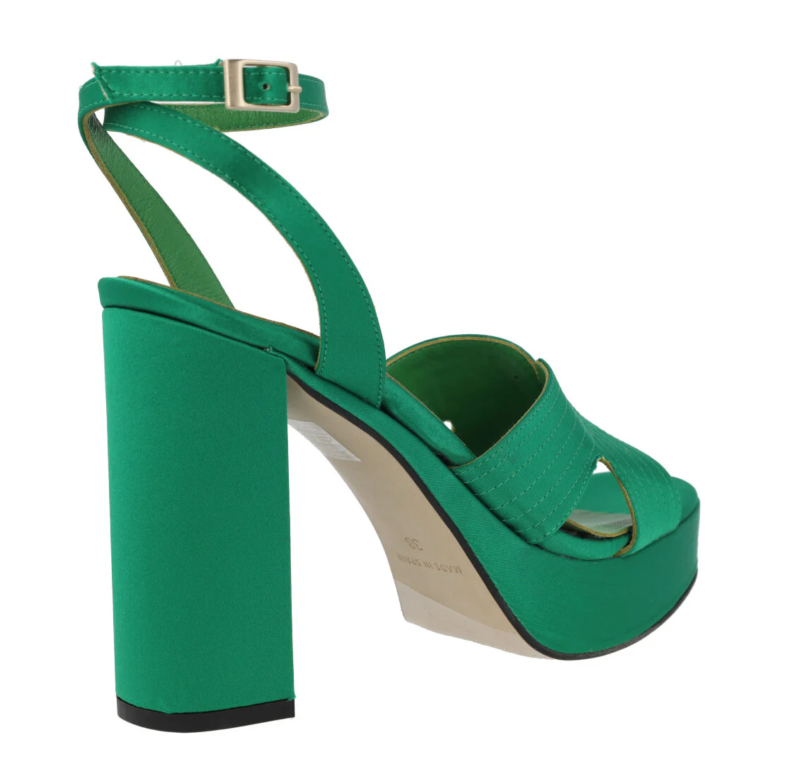 Sandalias de raso con pulsera al tobillo tacón alto y plataforma - Image 9