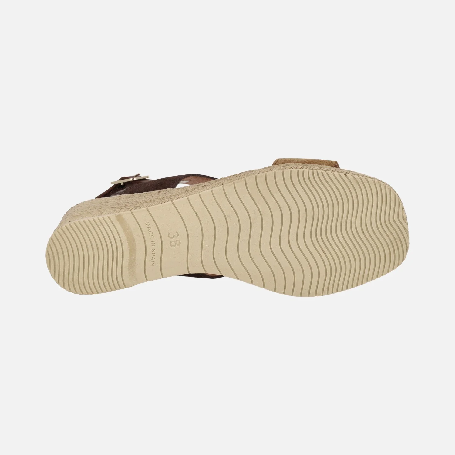 Sandalias de serraje en combinado de marrones con cuña imitando rafia - Image 6