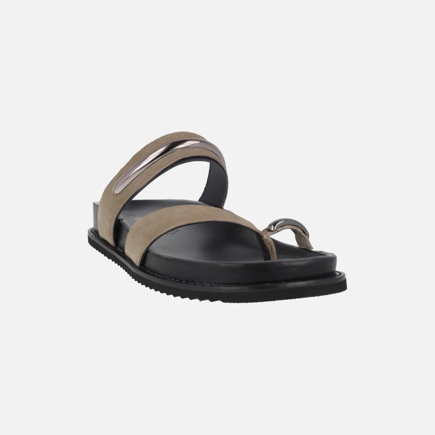 Sandalias de serraje taupe con detalle de pieza para dedo - Image 2