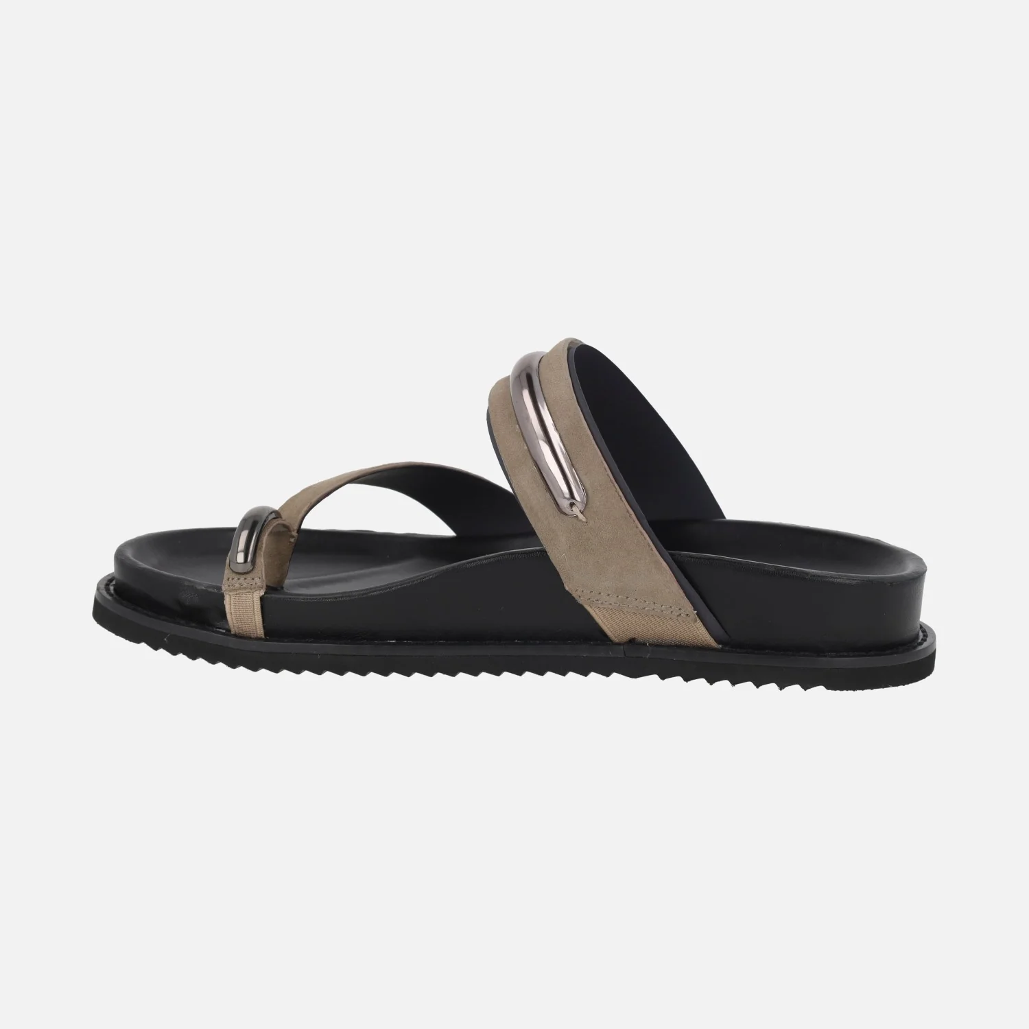 Sandalias de serraje taupe con detalle de pieza para dedo - Image 3