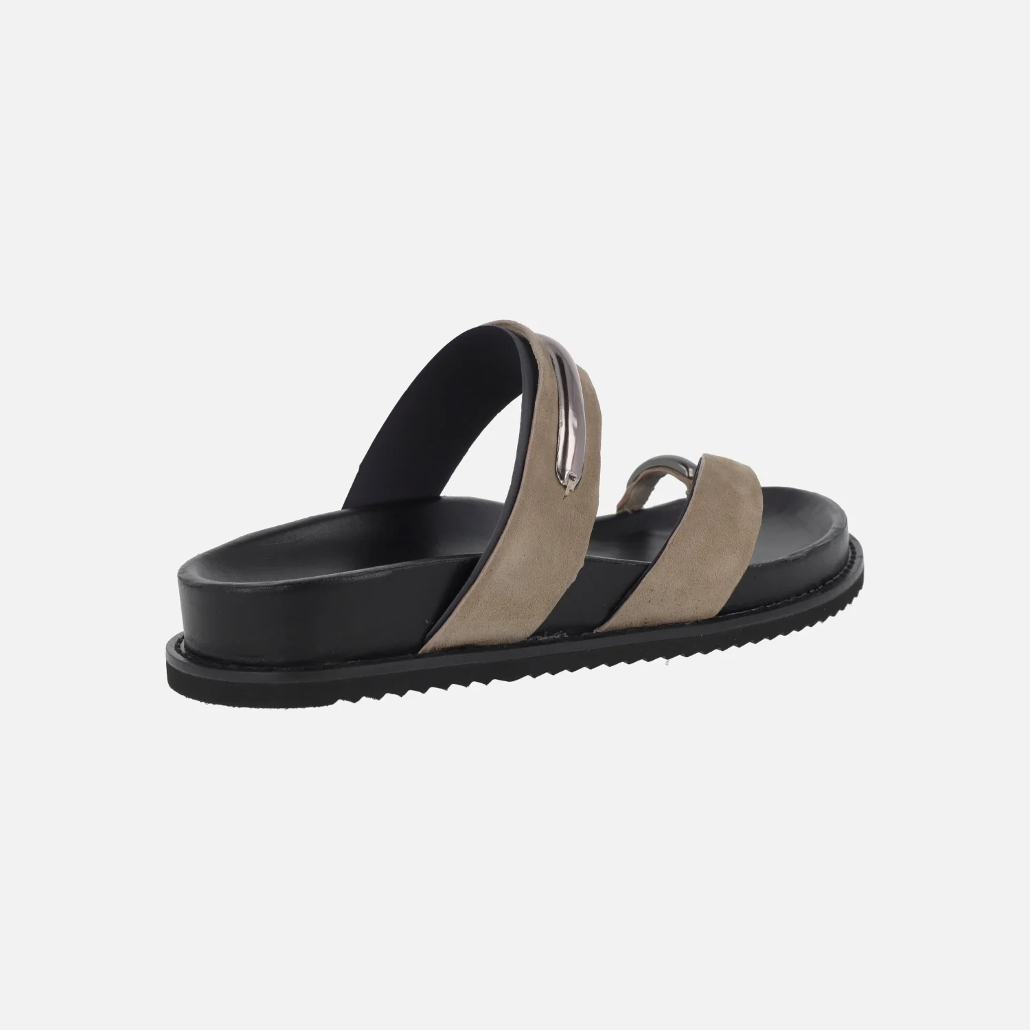Sandalias de serraje taupe con detalle de pieza para dedo - Image 4