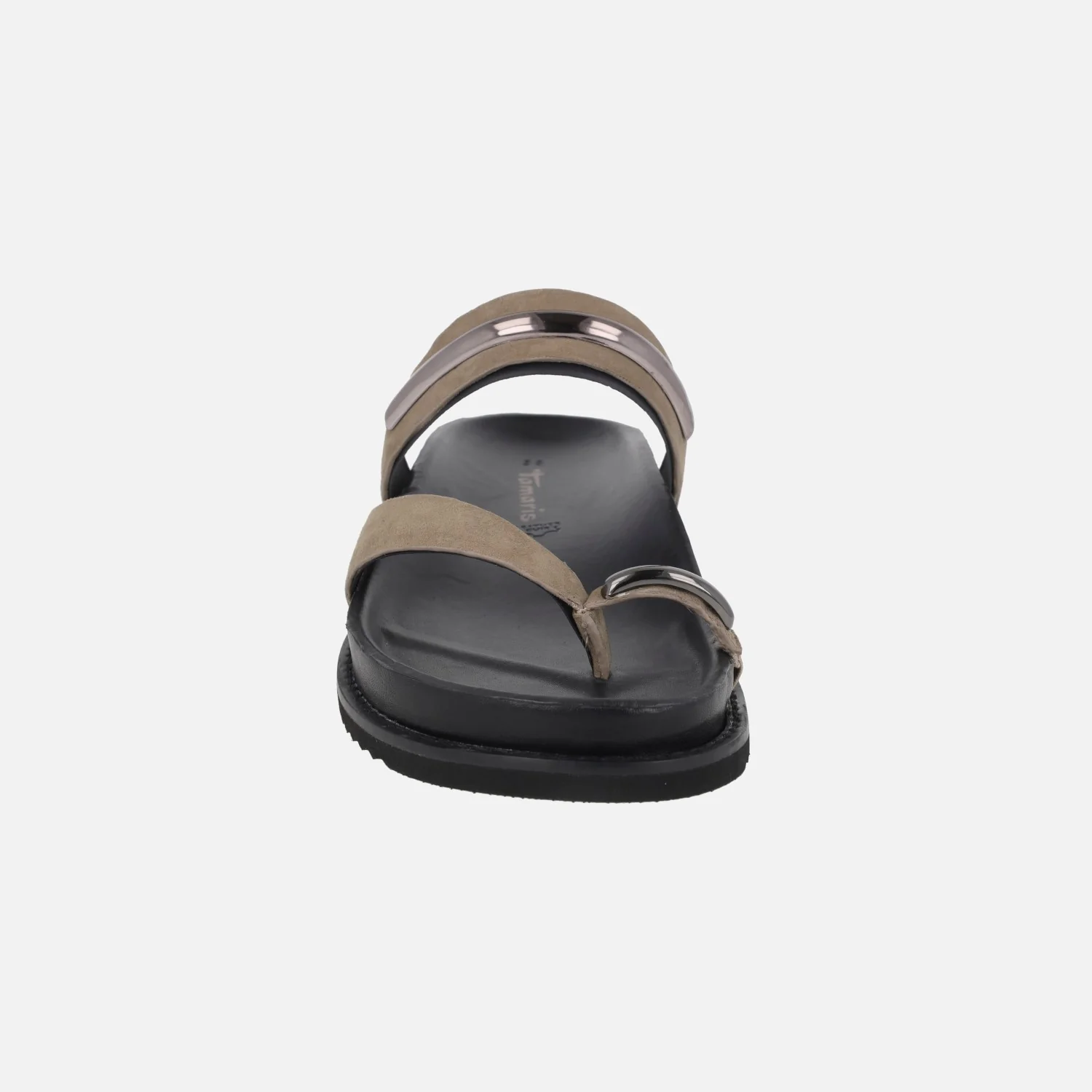 Sandalias de serraje taupe con detalle de pieza para dedo - Image 5