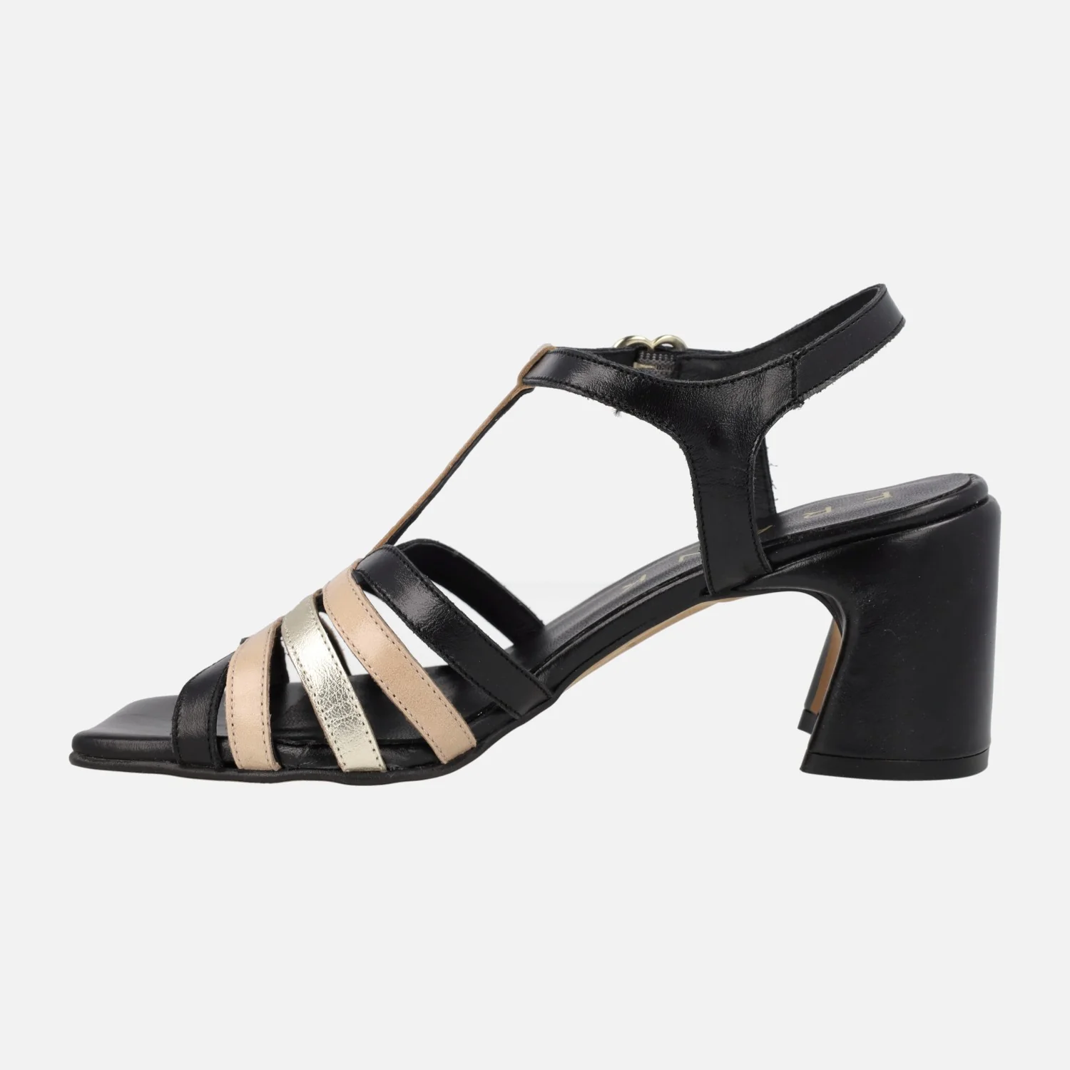 Sandalias de tacón con tiras combinadas de piel en colores - Image 4