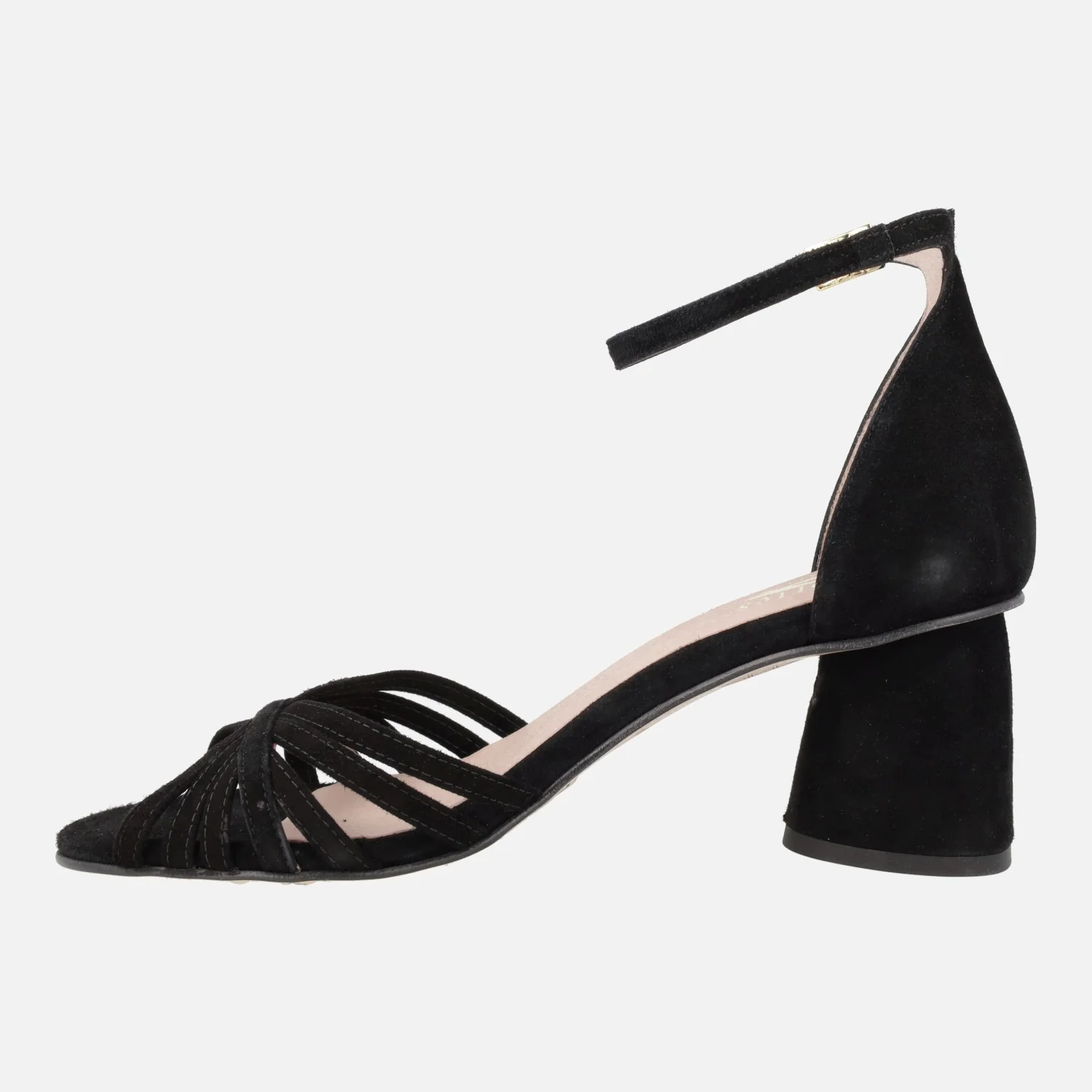 SANDALIAS DE TACÓN en ante negro PADMA CON PULSERA AL TOBILLO - Image 3