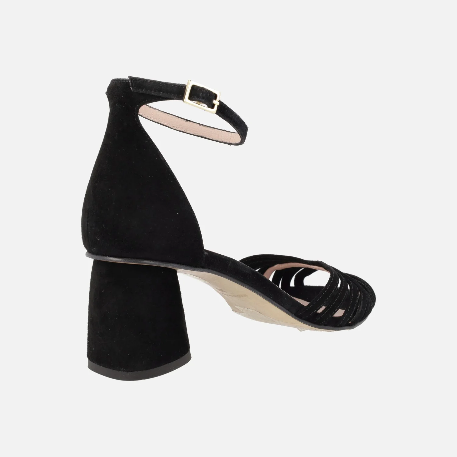 SANDALIAS DE TACÓN en ante negro PADMA CON PULSERA AL TOBILLO - Image 4