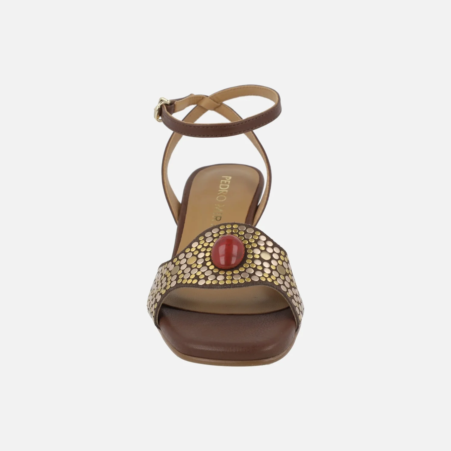 Sandalias de tacón Ericeira marrones con pulsera al tobillo - Image 5