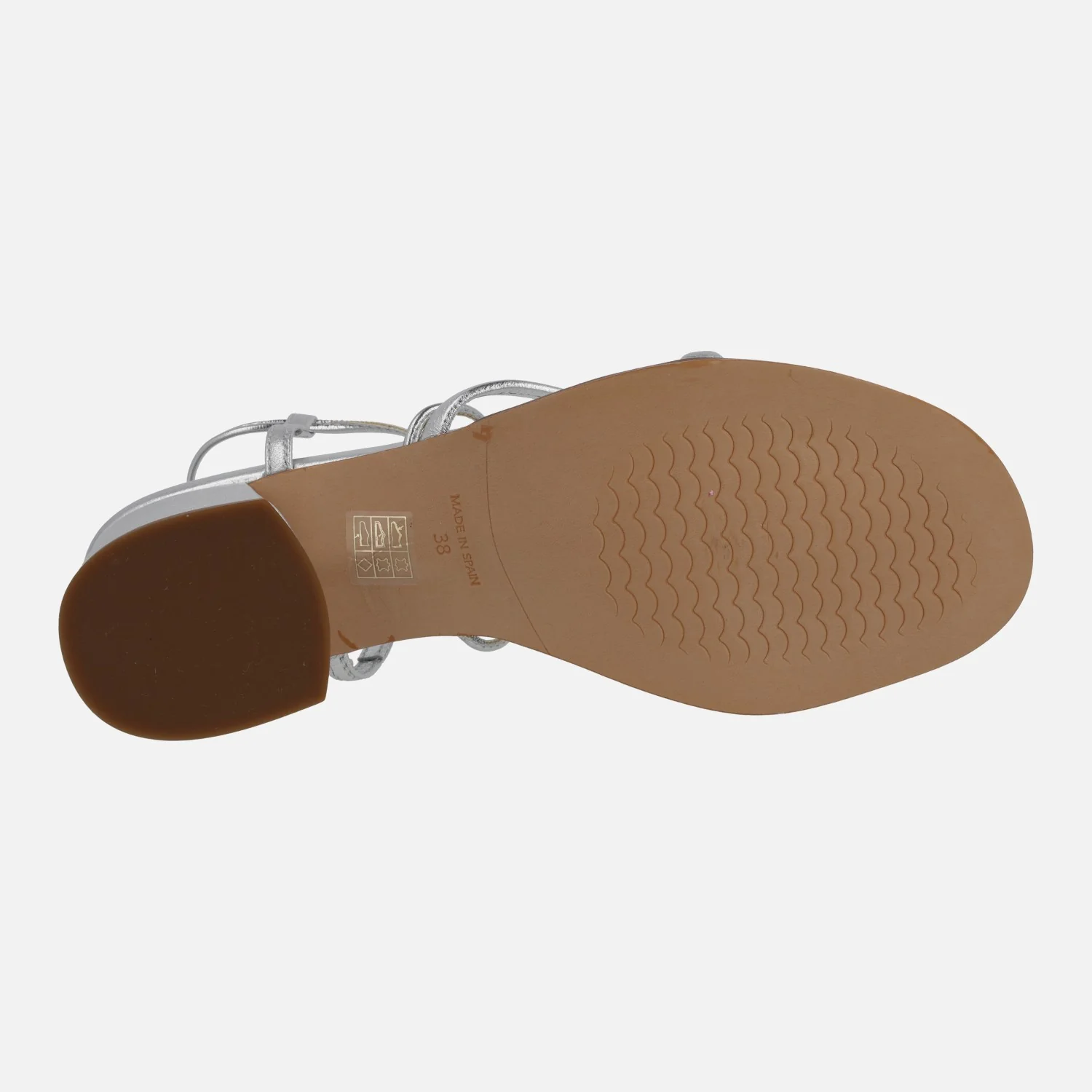 SANDALIAS DE TACÓN GRECIA EN PIEL METALIZADA CON TIRAS Y CINTAS - Image 5