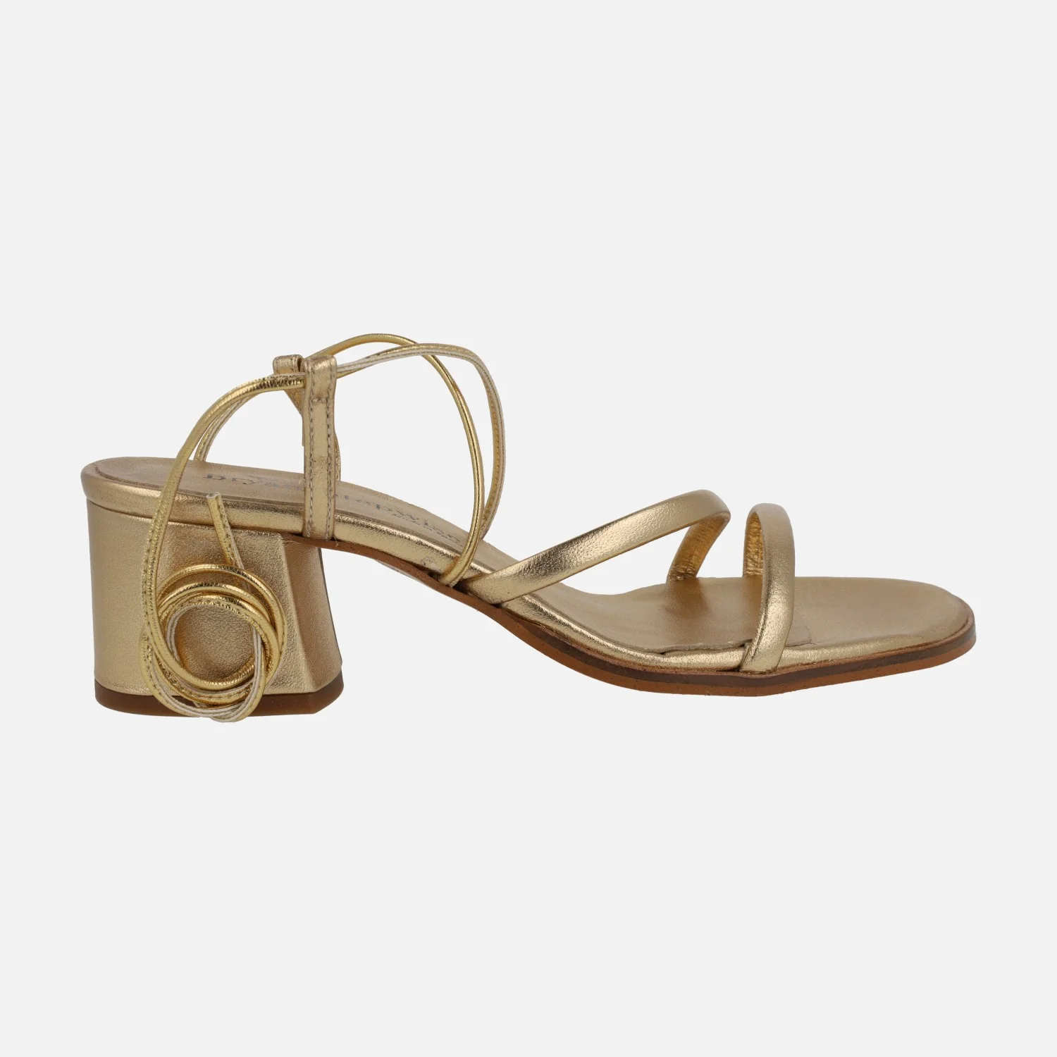 SANDALIAS DE TACÓN GRECIA EN PIEL METALIZADA CON TIRAS Y CINTAS - Image 6