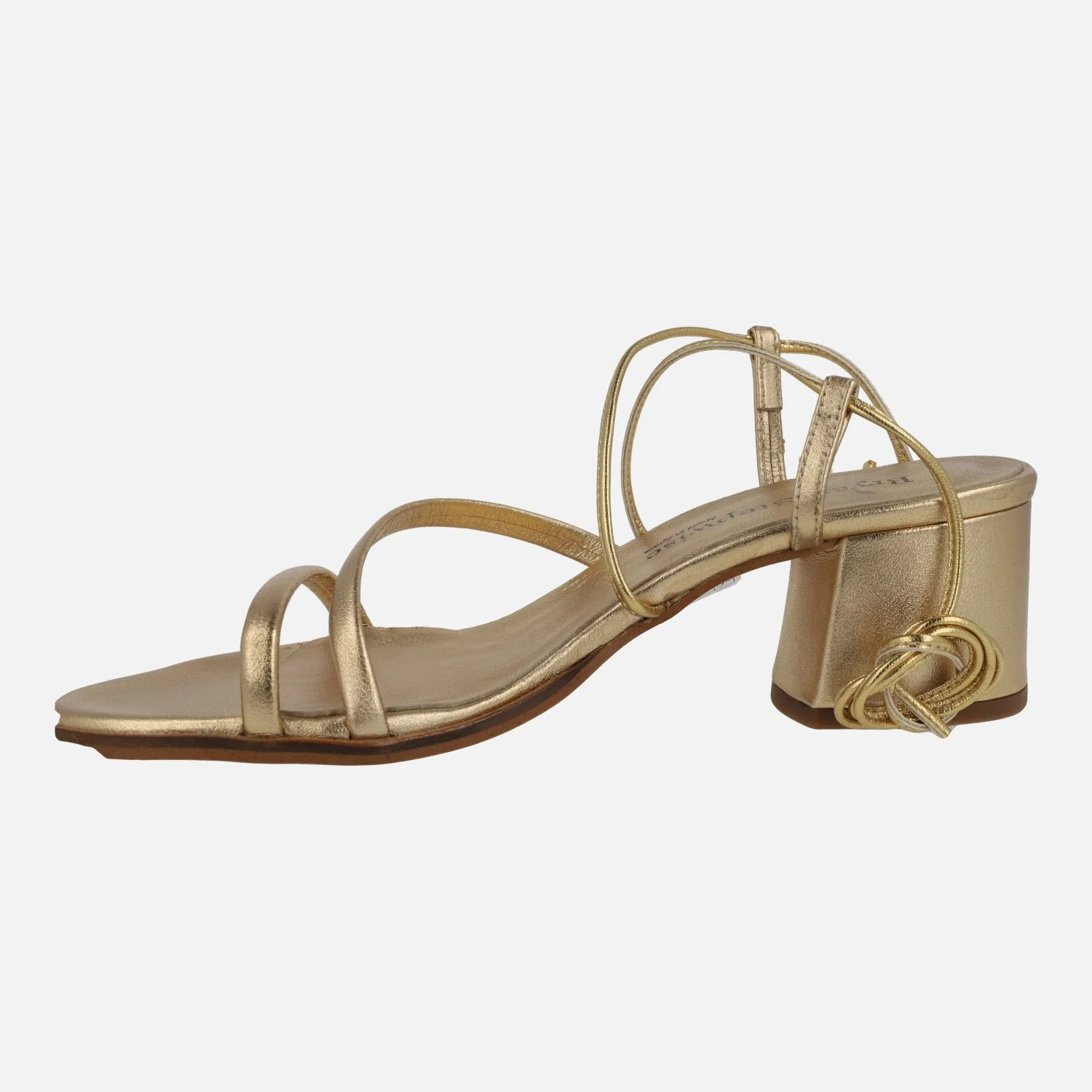 SANDALIAS DE TACÓN GRECIA EN PIEL METALIZADA CON TIRAS Y CINTAS - Image 8