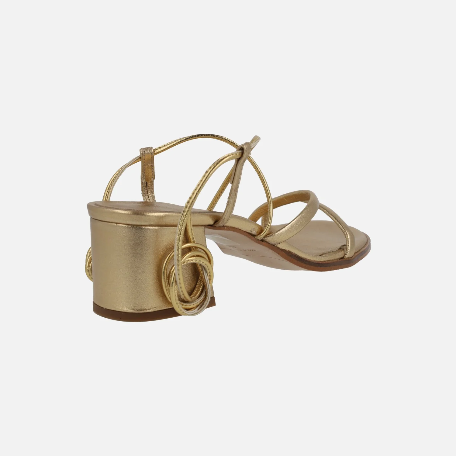 SANDALIAS DE TACÓN GRECIA EN PIEL METALIZADA CON TIRAS Y CINTAS - Image 9