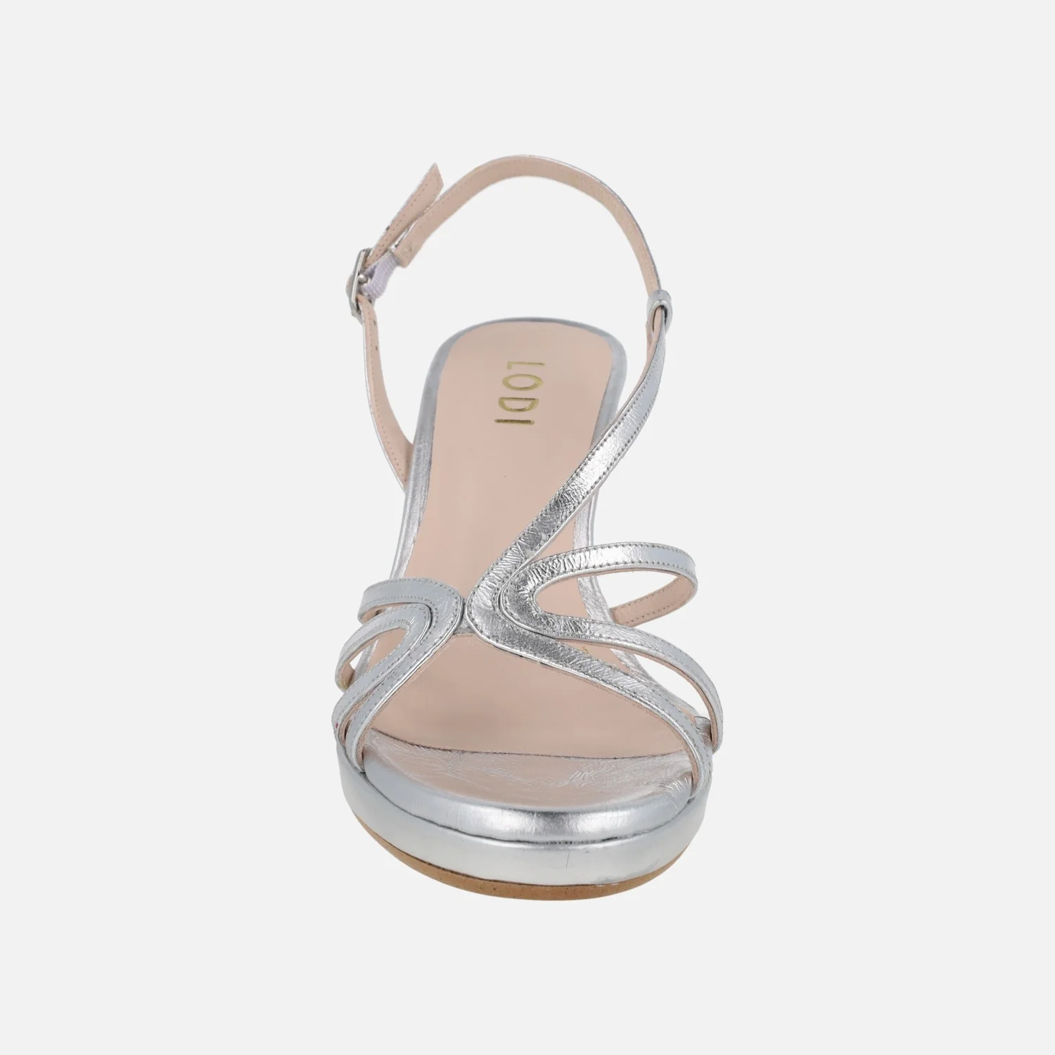 Sandalias de tacón Lodin en piel metalizada plata - Image 5
