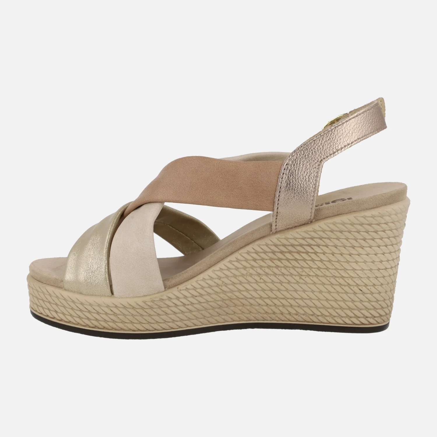 Sandalias de tiras combinadas con cuña alta y cierre de hebilla - Image 3
