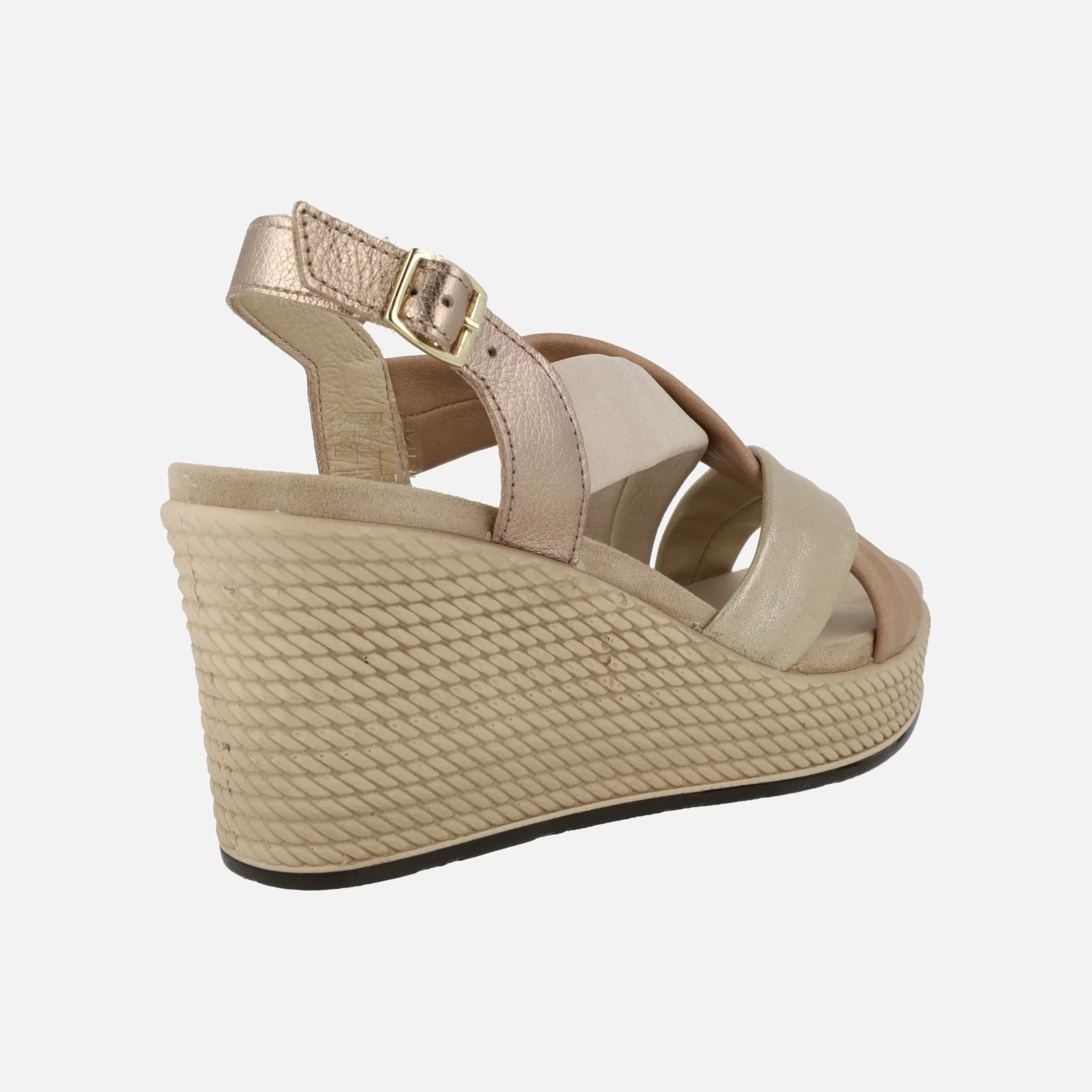 Sandalias de tiras combinadas con cuña alta y cierre de hebilla - Image 4