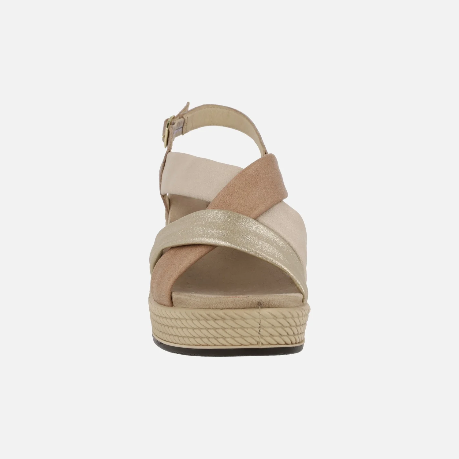 Sandalias de tiras combinadas con cuña alta y cierre de hebilla - Image 5