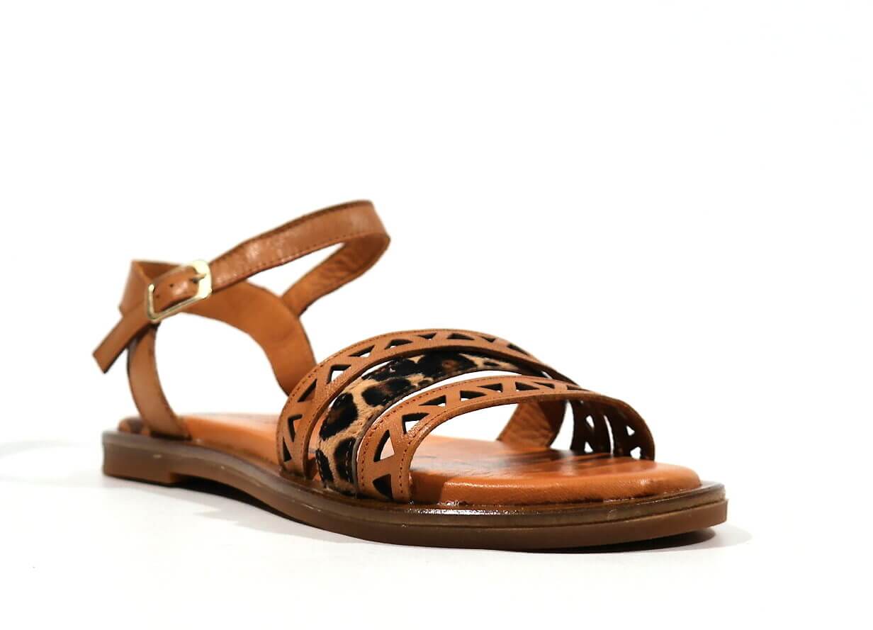 Sandalias de tiras con animal print para mujer - Image 4