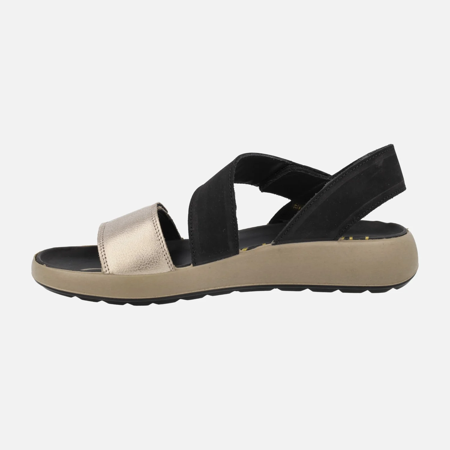 Sandalias de tiras con cierre de velcro en combinado negro y oro - Image 4