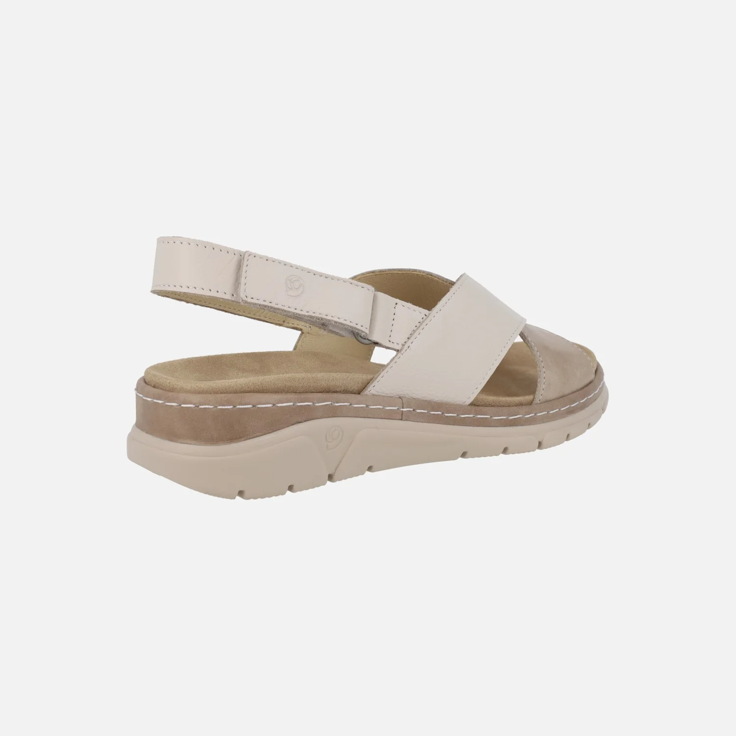 Sandalias de tiras cruzadas en combinado beige con tira de velcro al talón - Image 4