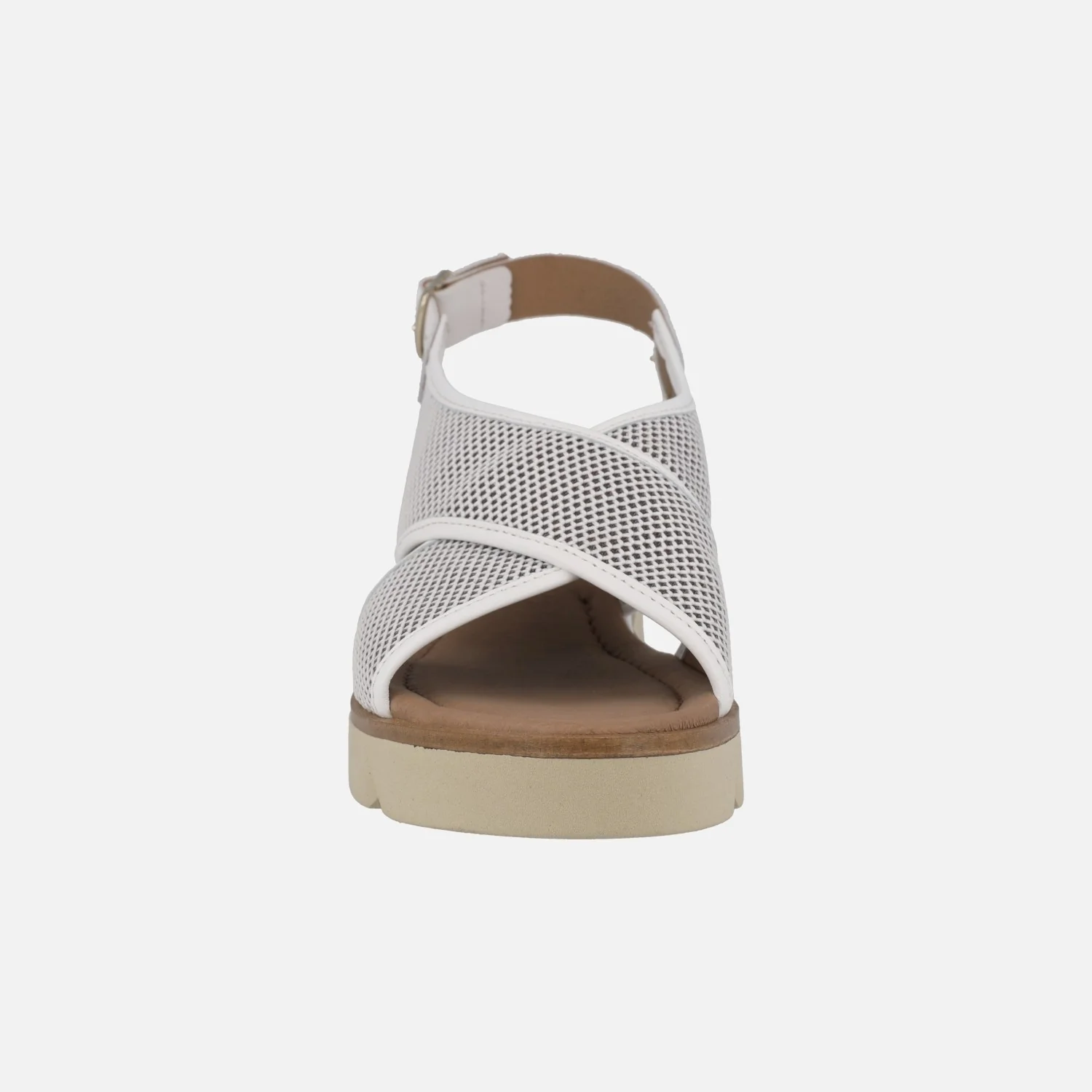 Sandalias de tiras cruzadas en piel y tejido rejilla - Image 10