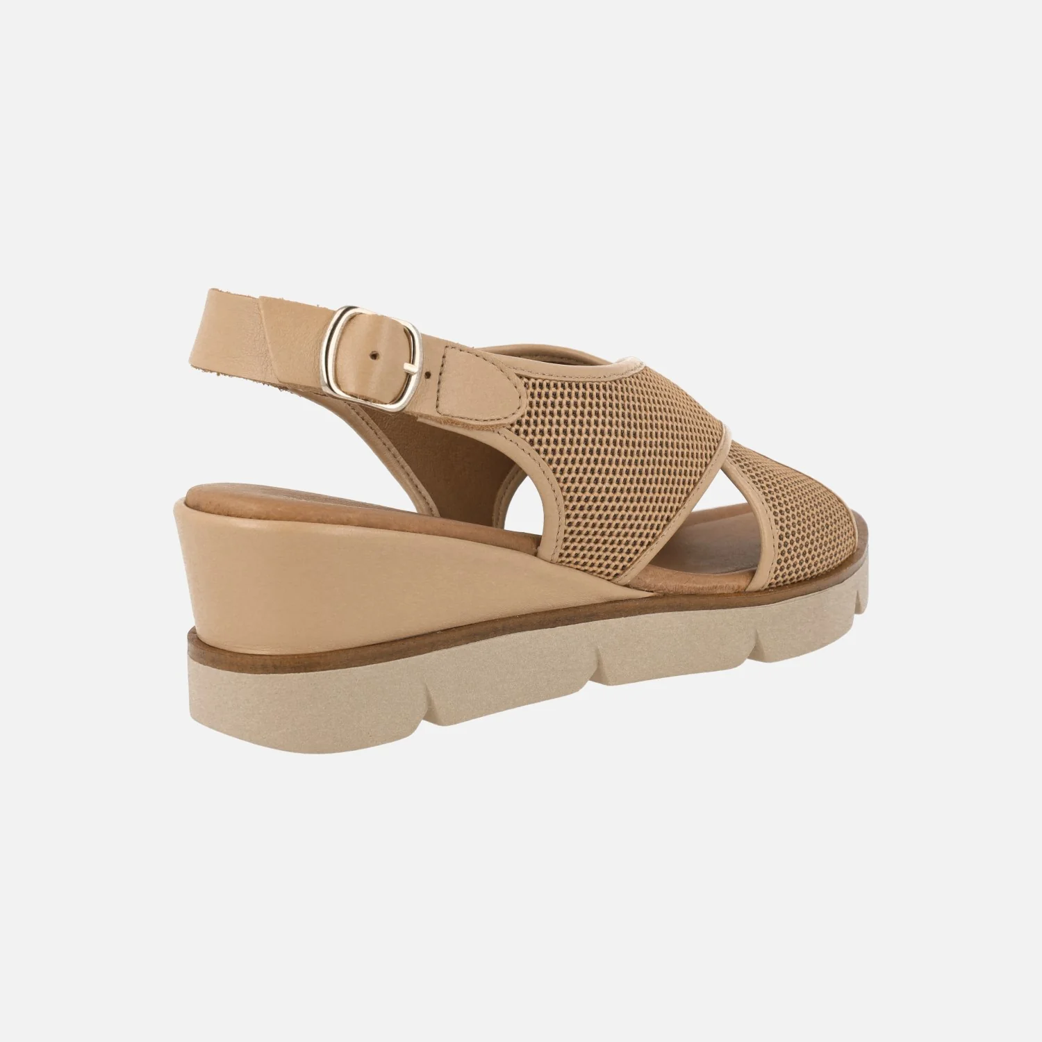 Sandalias de tiras cruzadas en piel y tejido rejilla - Image 12