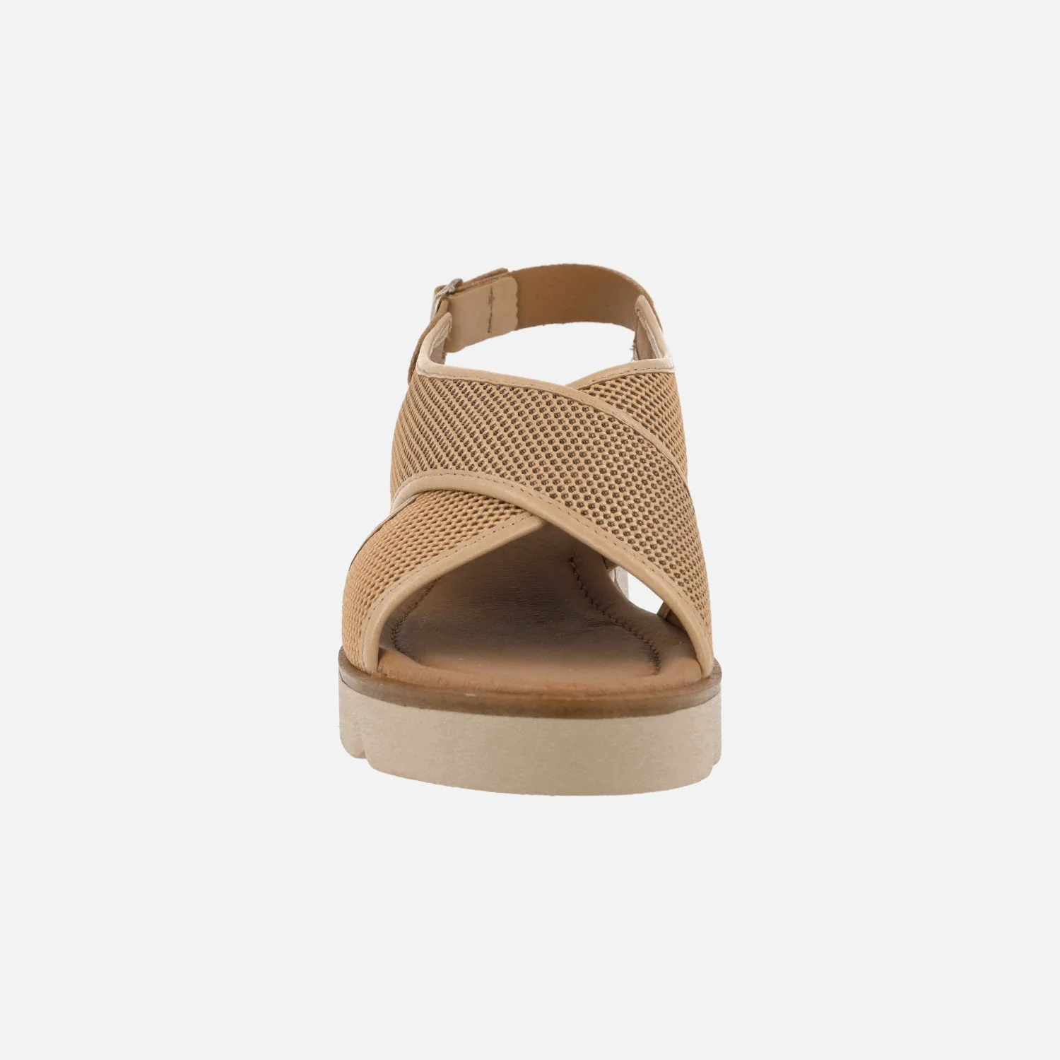 Sandalias de tiras cruzadas en piel y tejido rejilla - Image 4