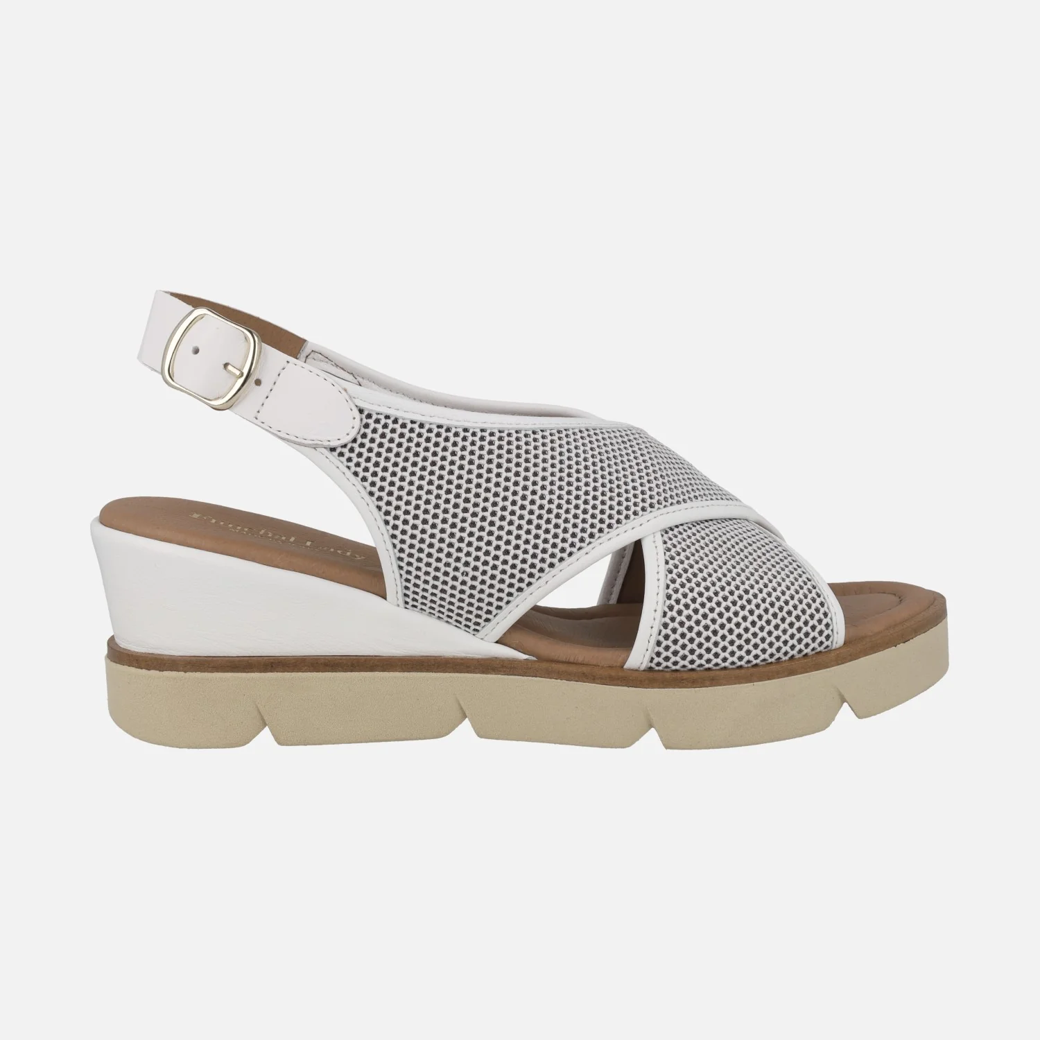 Sandalias de tiras cruzadas en piel y tejido rejilla - Image 6