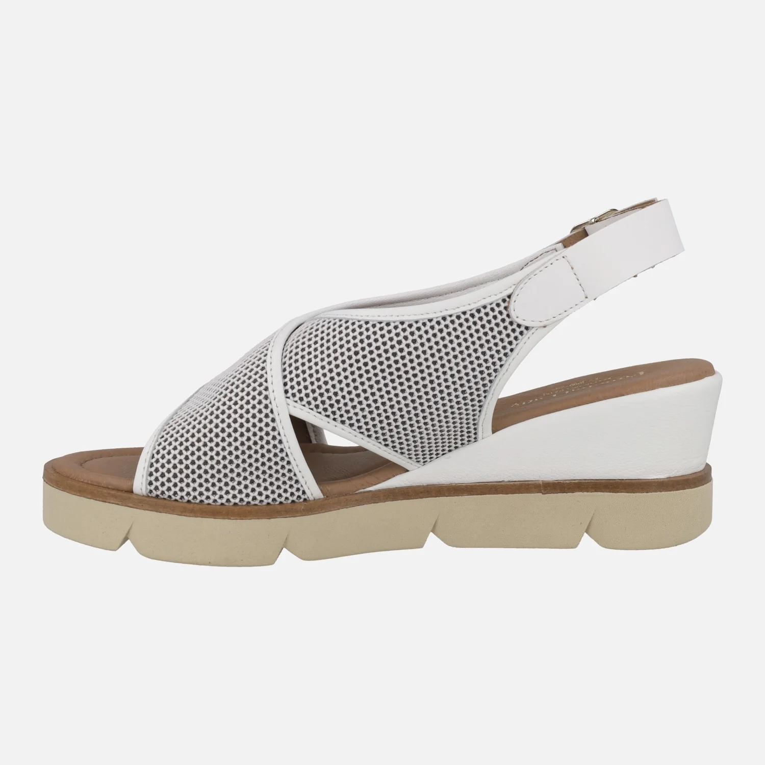 Sandalias de tiras cruzadas en piel y tejido rejilla - Image 8