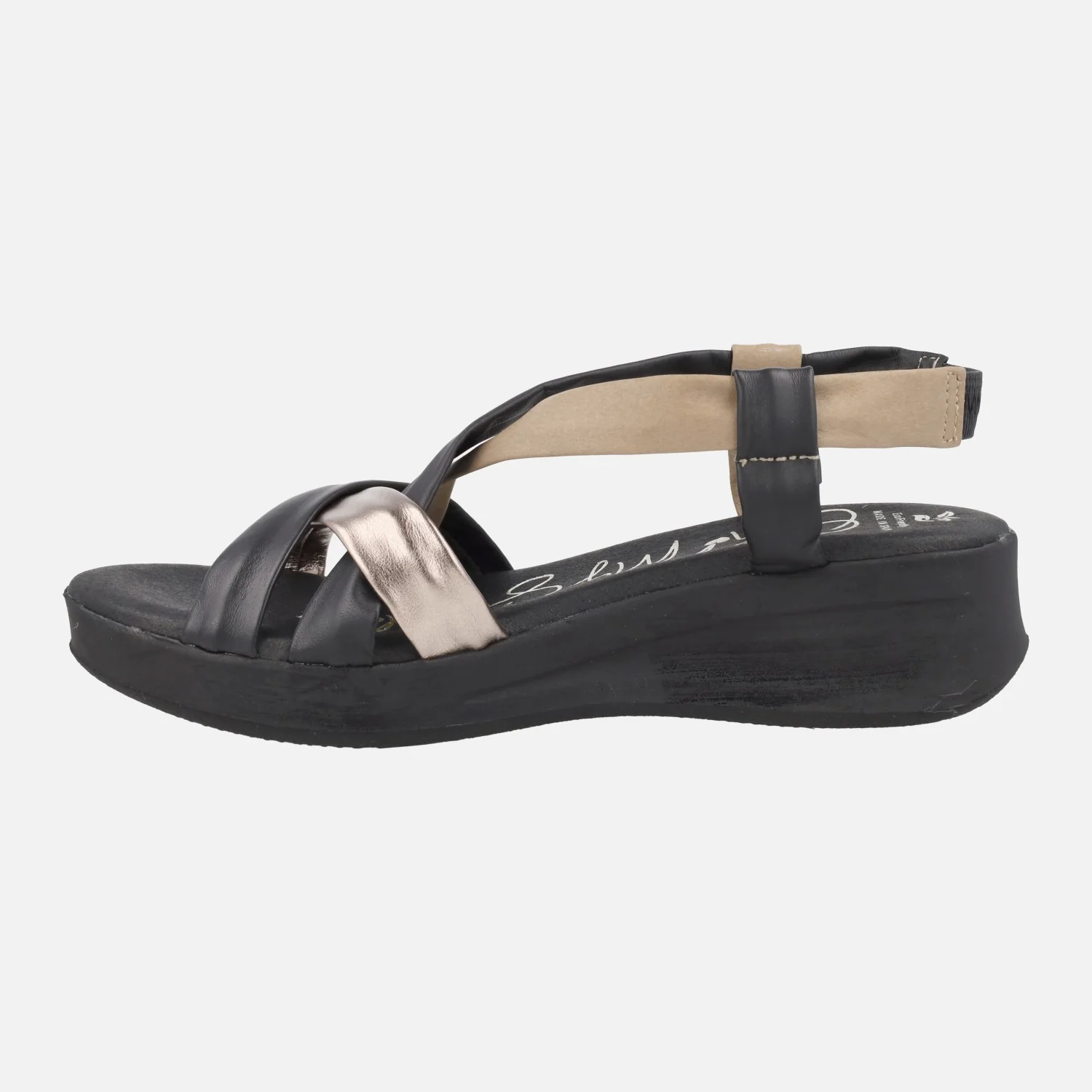 Sandalias de tiras de piel combinadas y cuña baja - Image 3