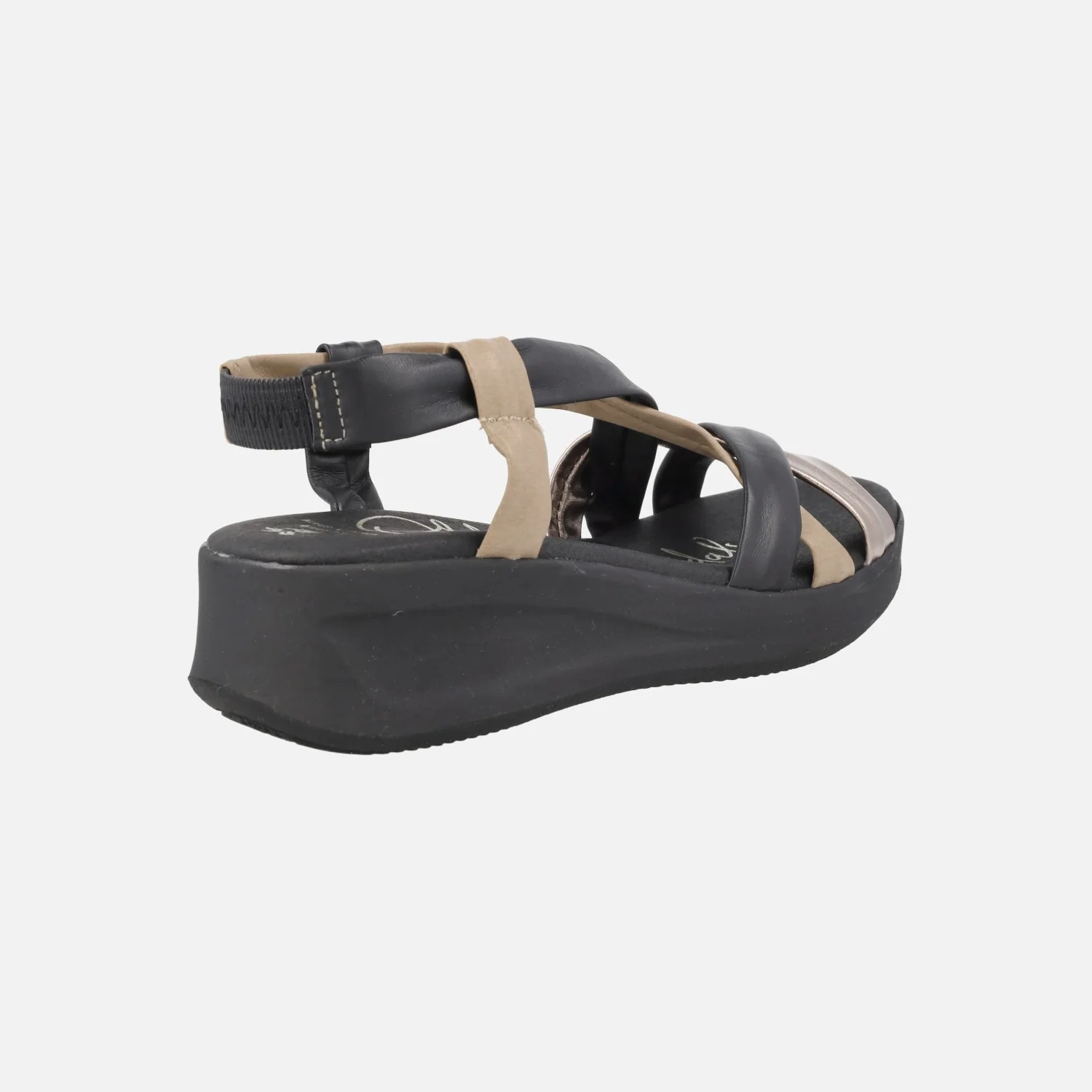 Sandalias de tiras de piel combinadas y cuña baja - Image 4