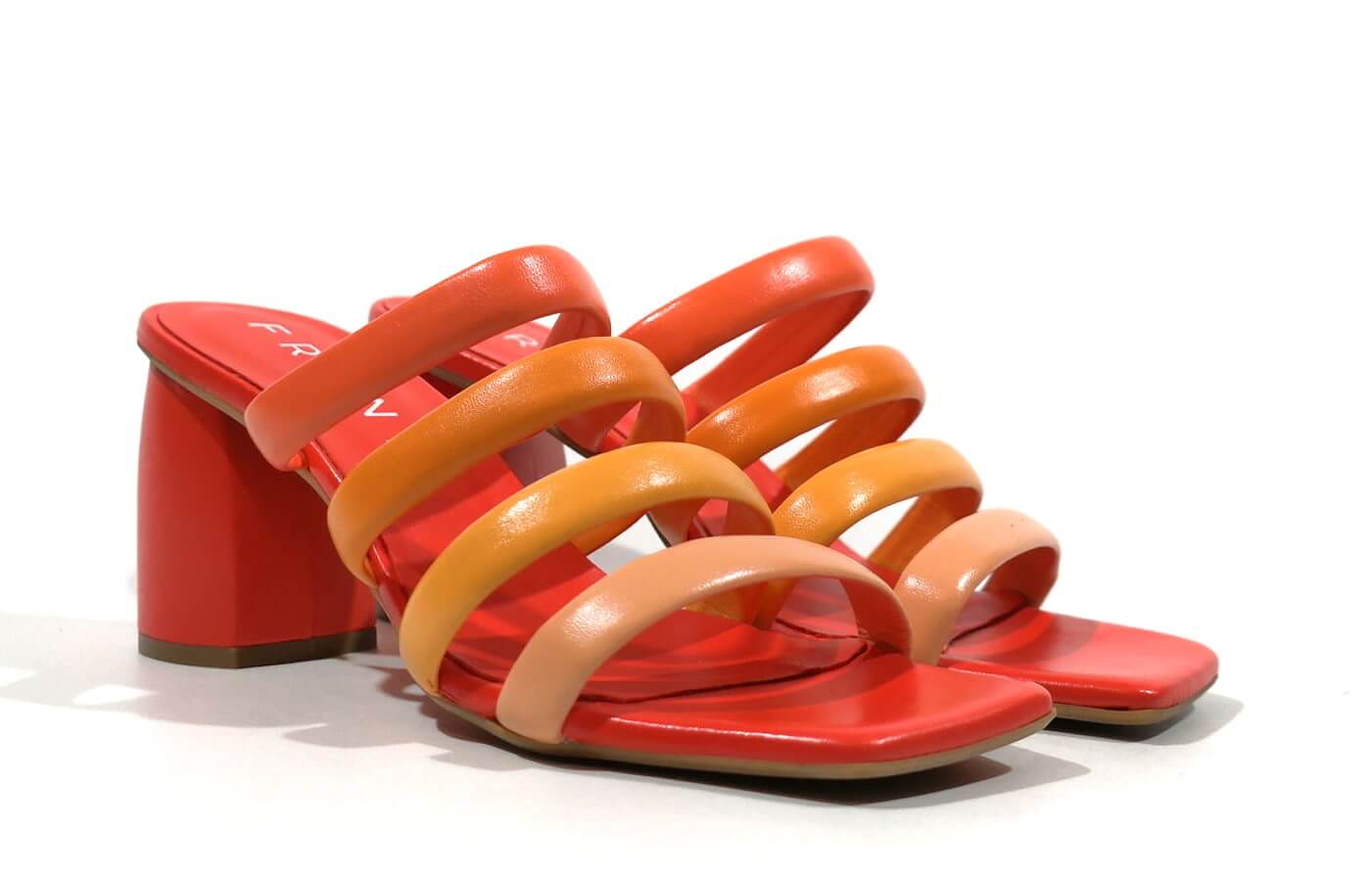 Sandalias de tiras en combinado naranja para mujer - Image 3