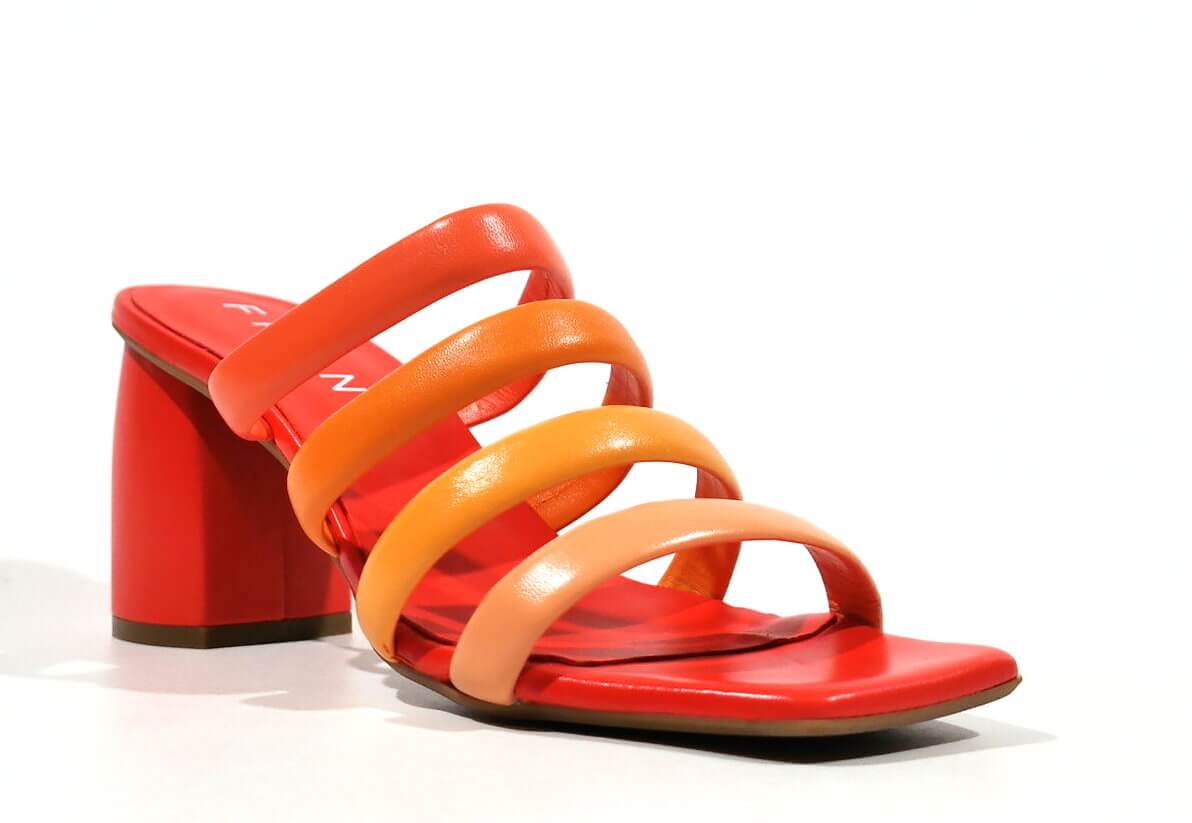 Sandalias de tiras en combinado naranja para mujer - Image 5