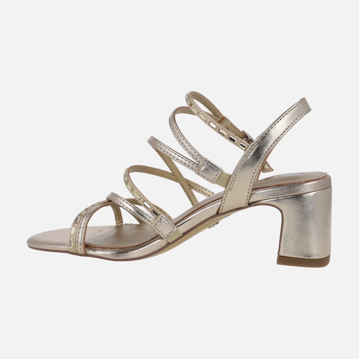 Sandalias de tiras en metalizado oro con tacones de 6 cm - Image 3