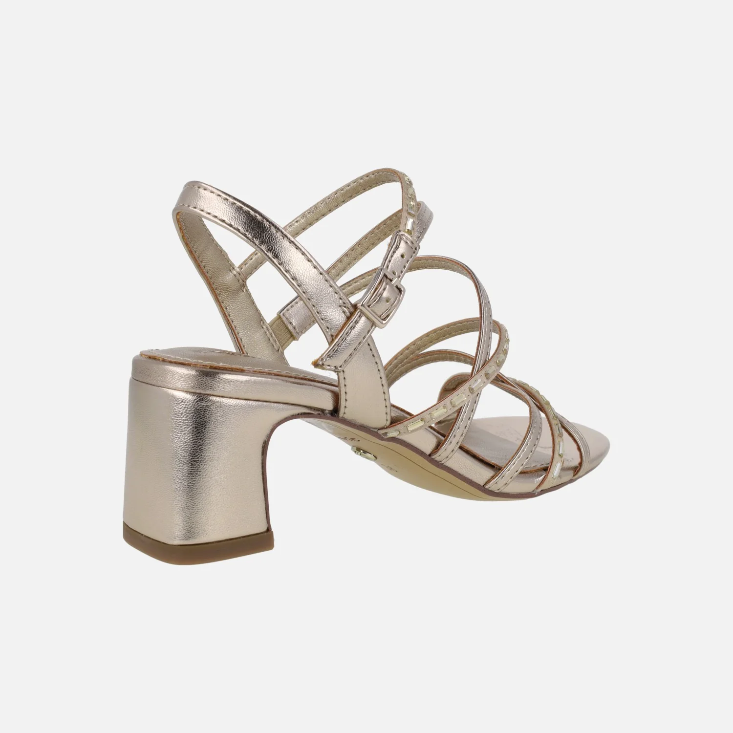 Sandalias de tiras en metalizado oro con tacones de 6 cm - Image 4