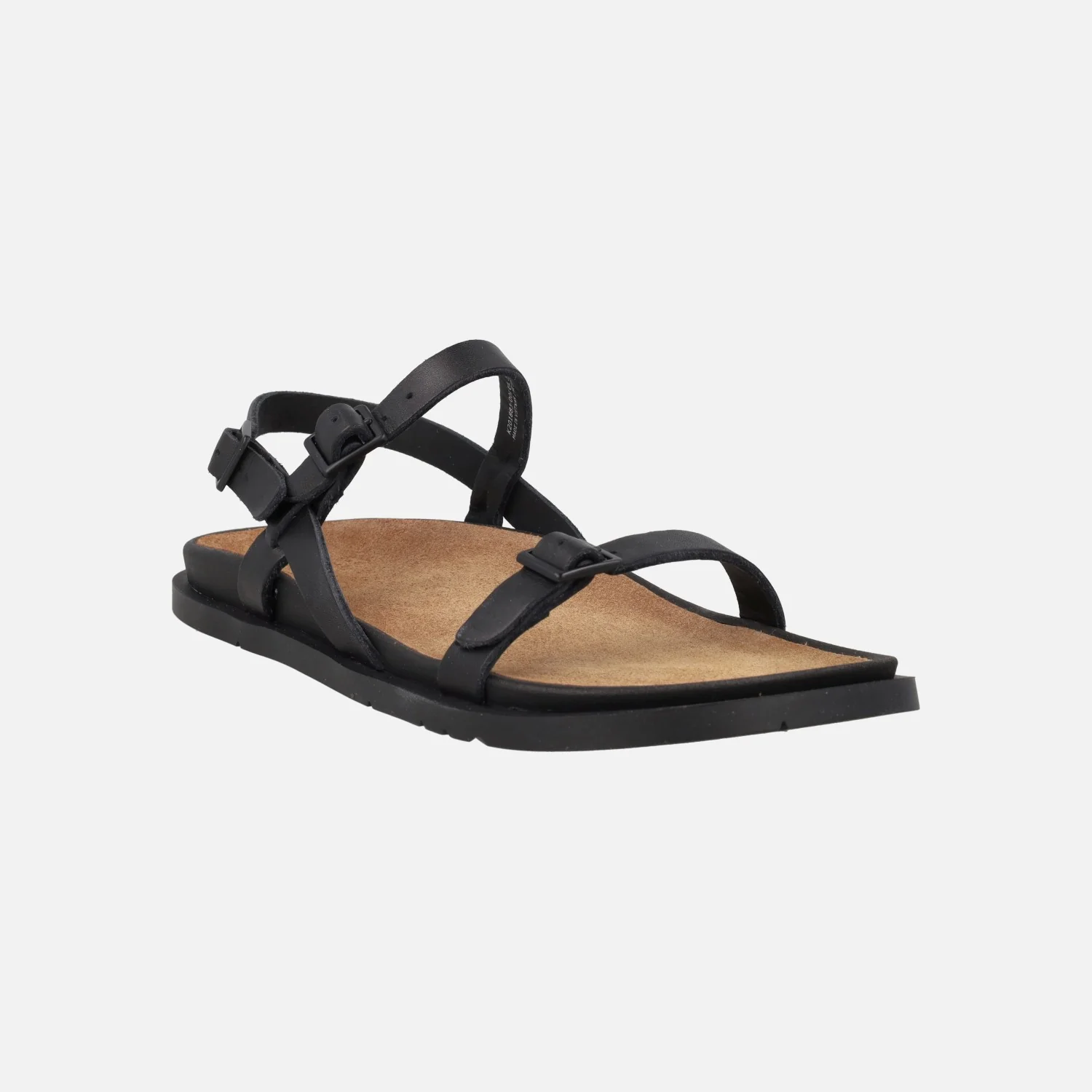 Sandalias de tiras en piel negra con hebillas para mujer Lluc sandals - Image 2
