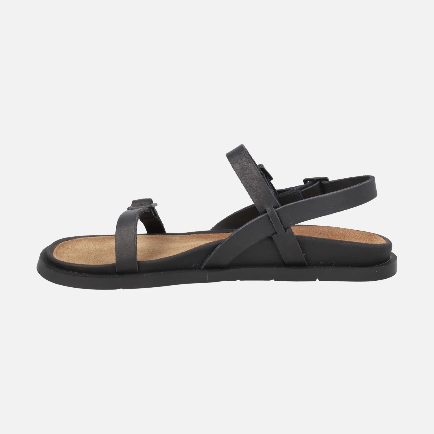 Sandalias de tiras en piel negra con hebillas para mujer Lluc sandals - Image 3