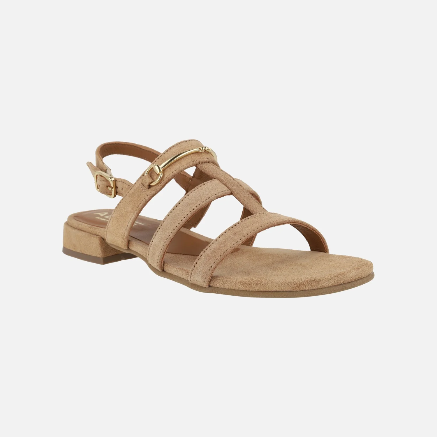 Sandalias de tiras en serraje camel Amalfi con adorno metálico - Image 2