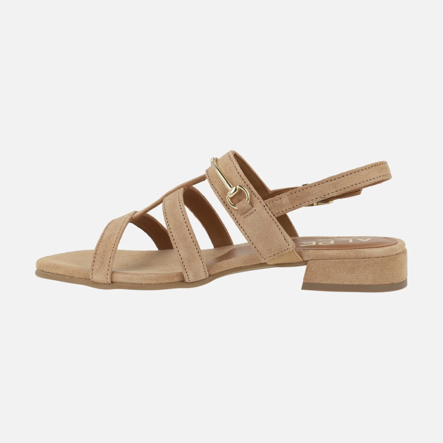 Sandalias de tiras en serraje camel Amalfi con adorno metálico - Image 3