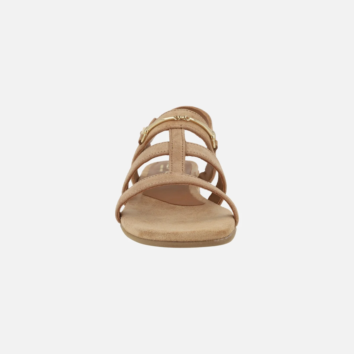 Sandalias de tiras en serraje camel Amalfi con adorno metálico - Image 5